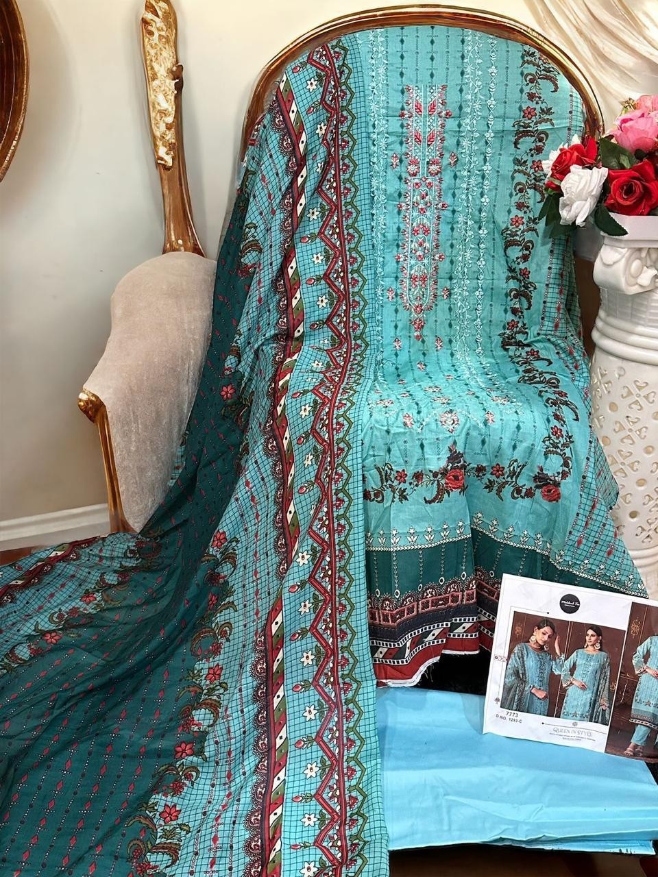 MEHBOB TEX 1293 COLOUR PAKITANI LAWAN COTTON WITH PRINT SUIT