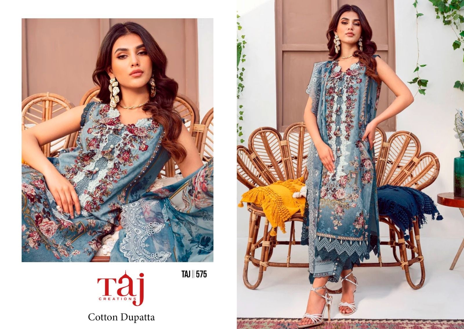 TAJ CRETIONS 575-576 PAKITANI COTTON PRINT COLLETION