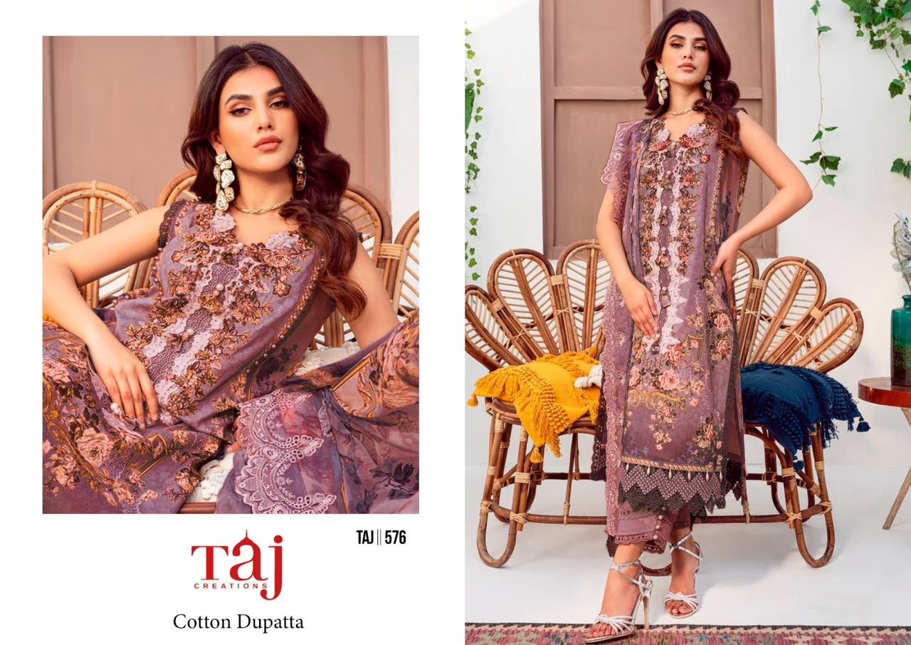 TAJ CRETIONS 575-576 PAKITANI COTTON PRINT COLLETION