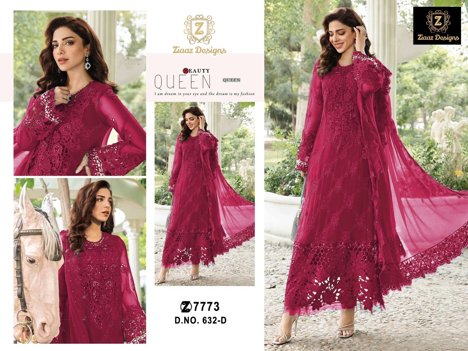 ZIAAZ DESIGN 632 PAKISTANI GEORGTTE WITH HAND WORK WITH EMBROIDERY