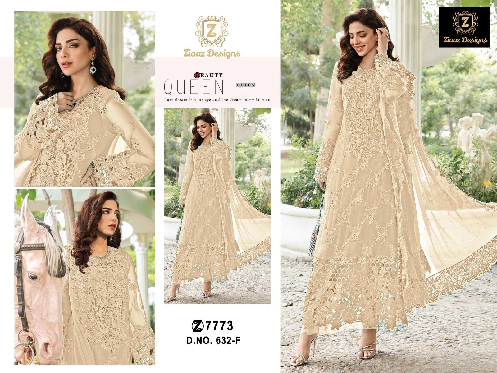 ZIAAZ DESIGN 632 PAKISTANI GEORGTTE WITH HAND WORK WITH EMBROIDERY