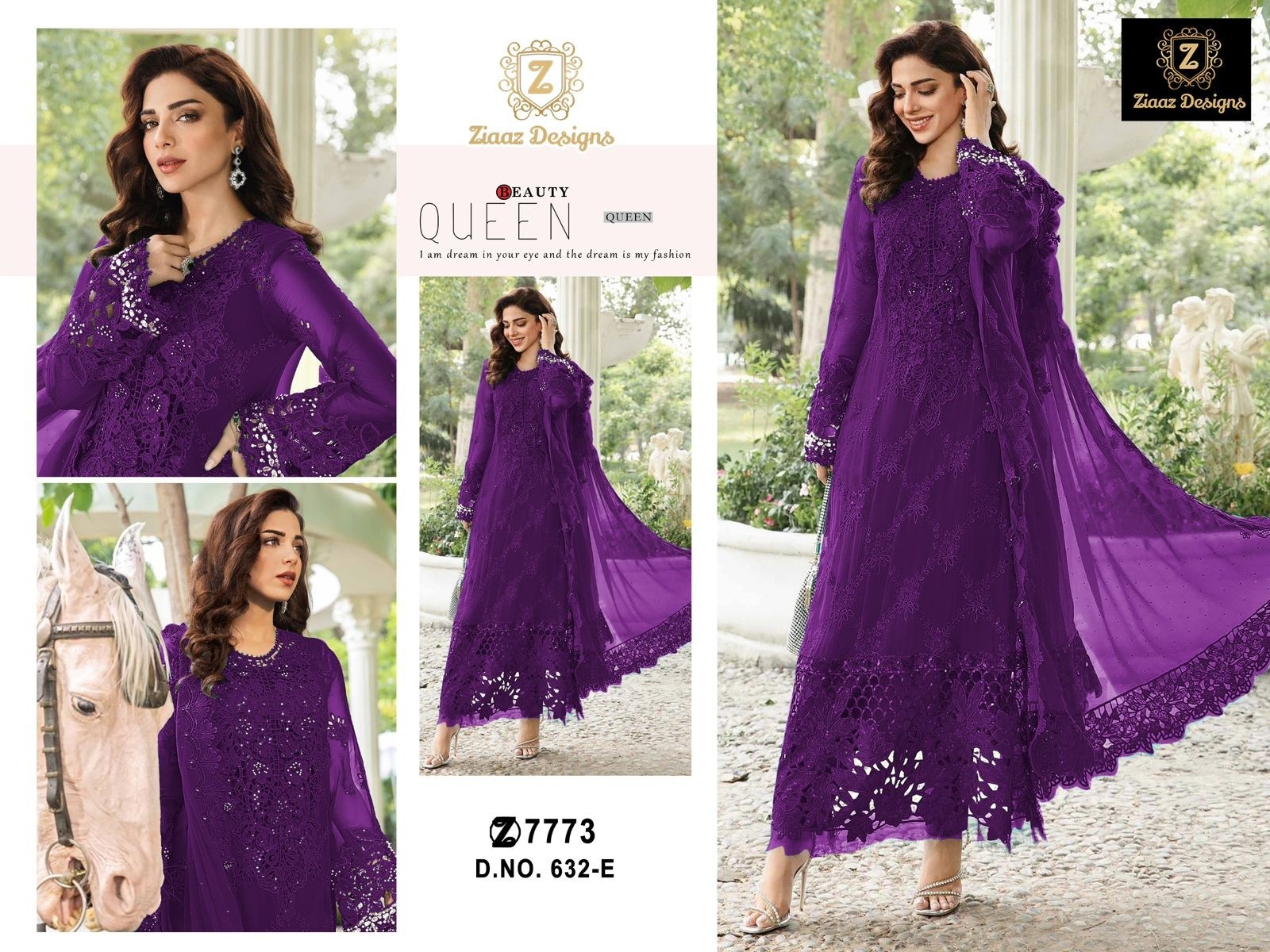 ZIAAZ DESIGN 632 PAKISTANI GEORGTTE WITH HAND WORK WITH EMBROIDERY