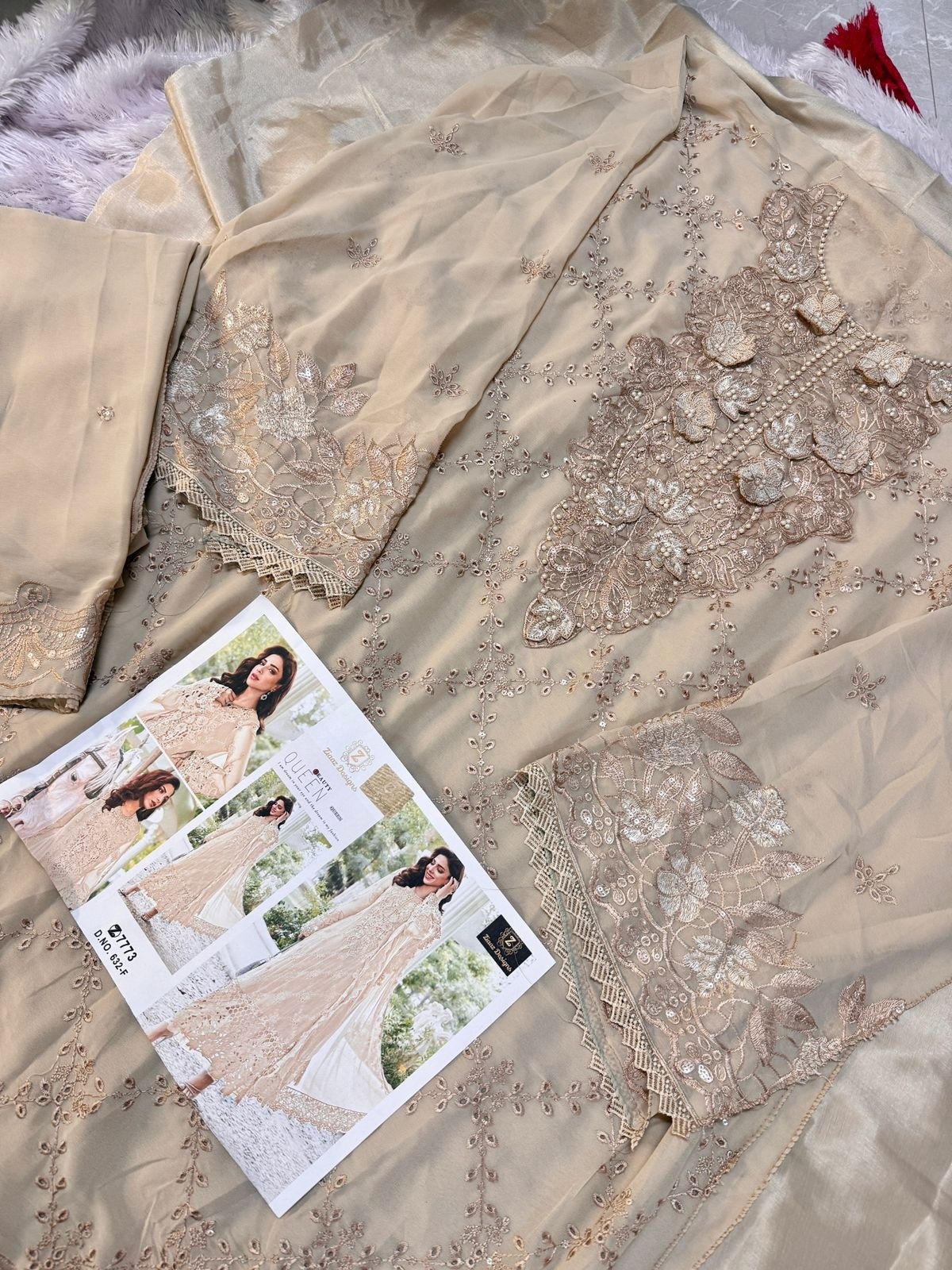 ZIAAZ DESIGN 632 PAKISTANI GEORGTTE WITH HAND WORK WITH EMBROIDERY