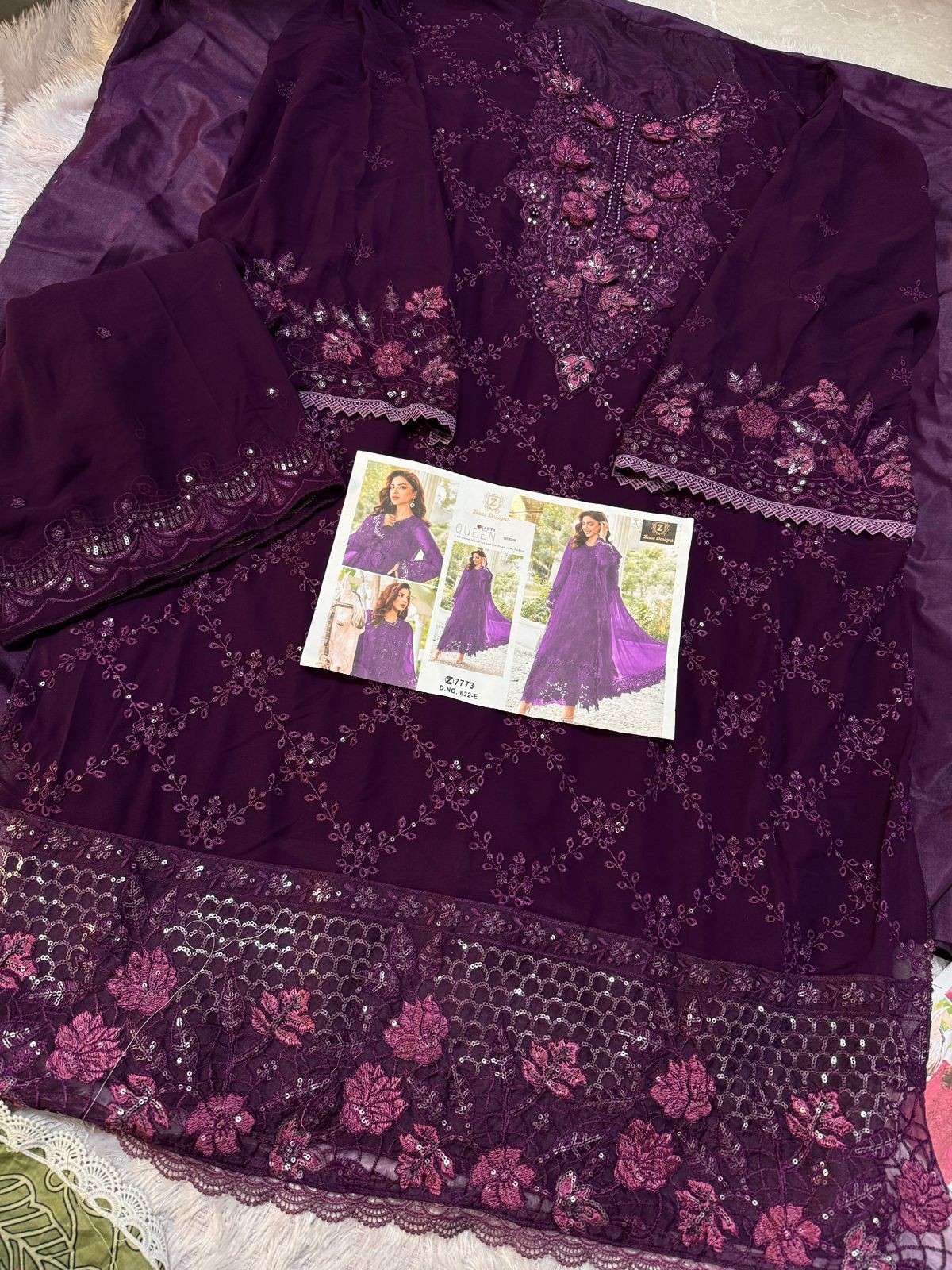 ZIAAZ DESIGN 632 PAKISTANI GEORGTTE WITH HAND WORK WITH EMBROIDERY