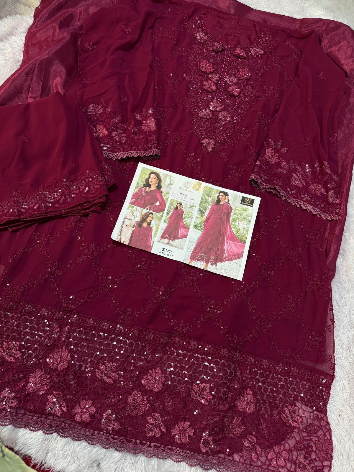 ZIAAZ DESIGN 632 PAKISTANI GEORGTTE WITH HAND WORK WITH EMBROIDERY