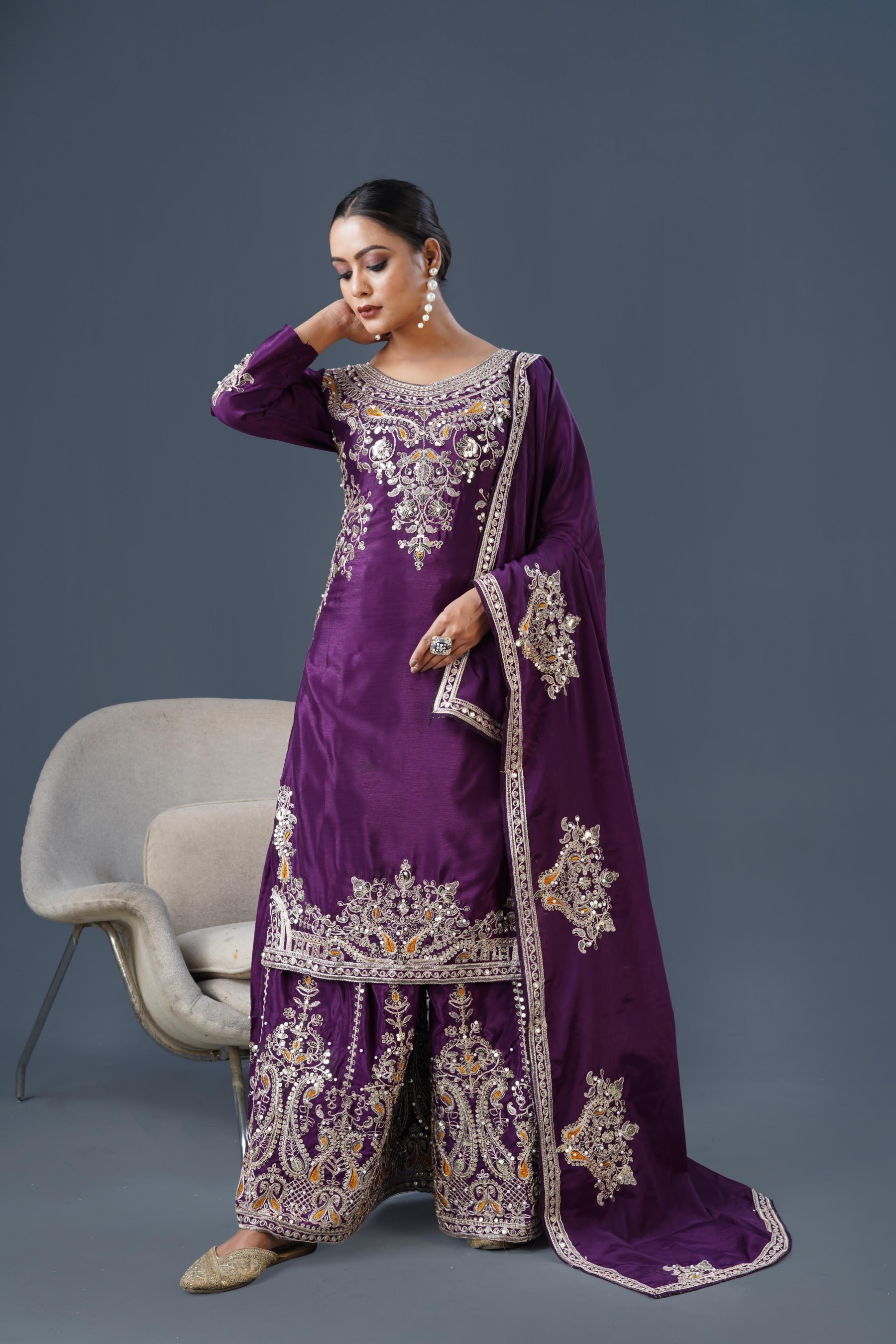 SRK-5215 PARTY WEAR FULL STICHED READY MADE SHARARA SALWAR SUIT
