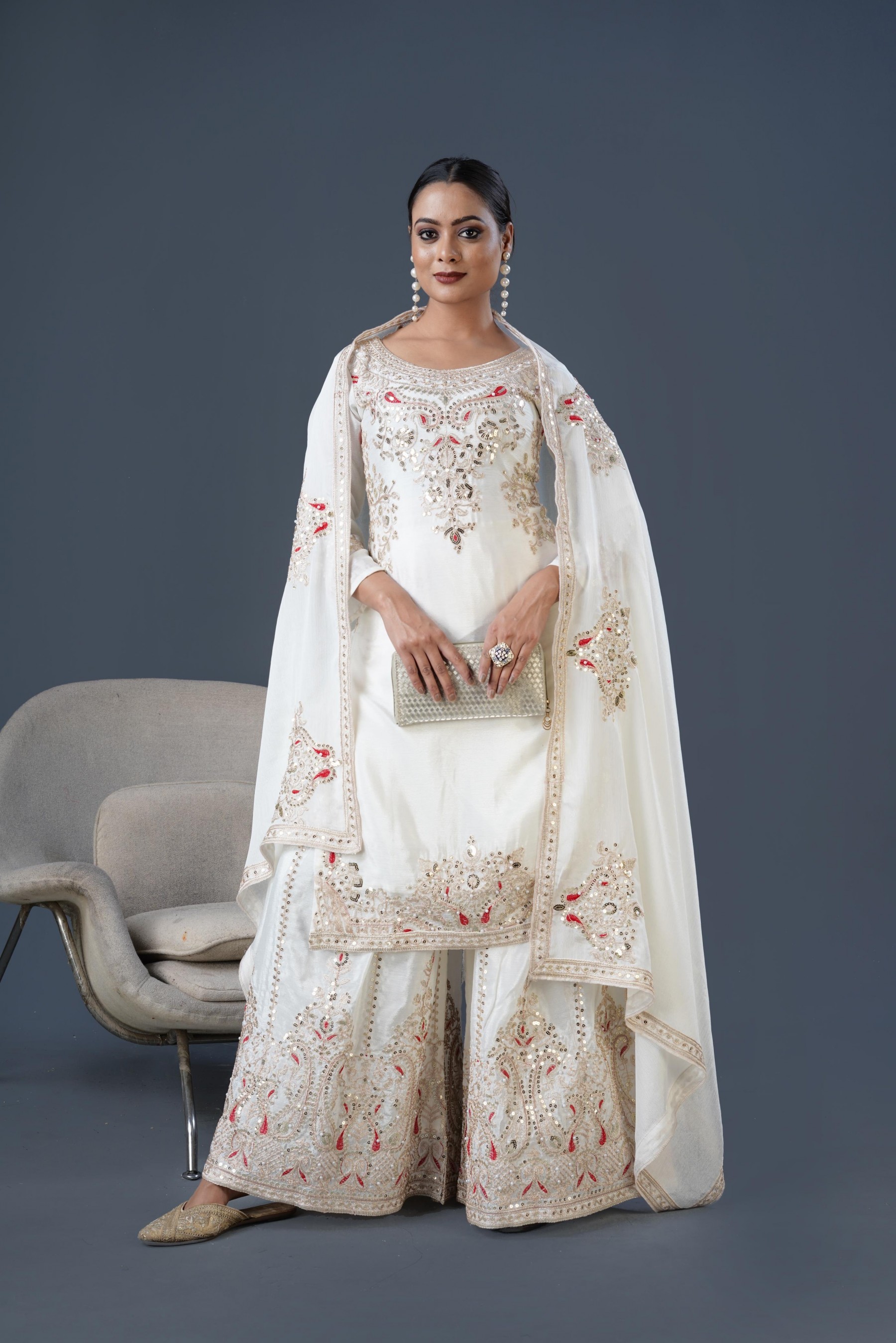 SRK-5215 PARTY WEAR FULL STICHED READY MADE SHARARA SALWAR SUIT