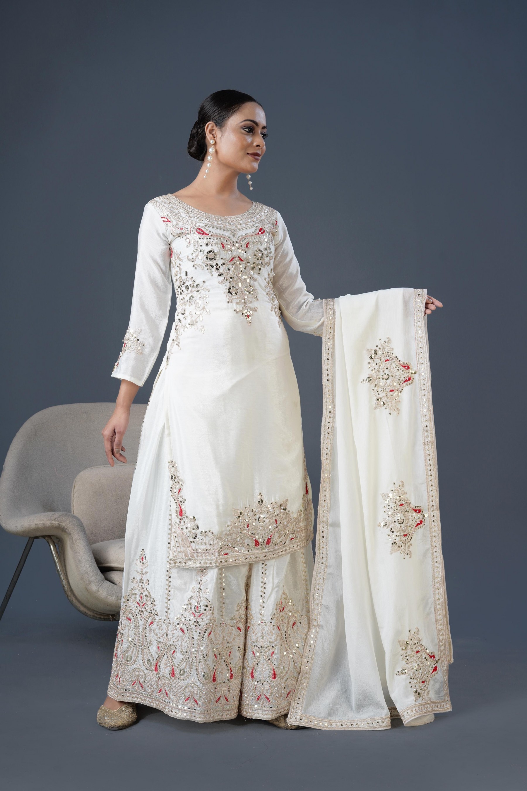 SRK-5215 PARTY WEAR FULL STICHED READY MADE SHARARA SALWAR SUIT