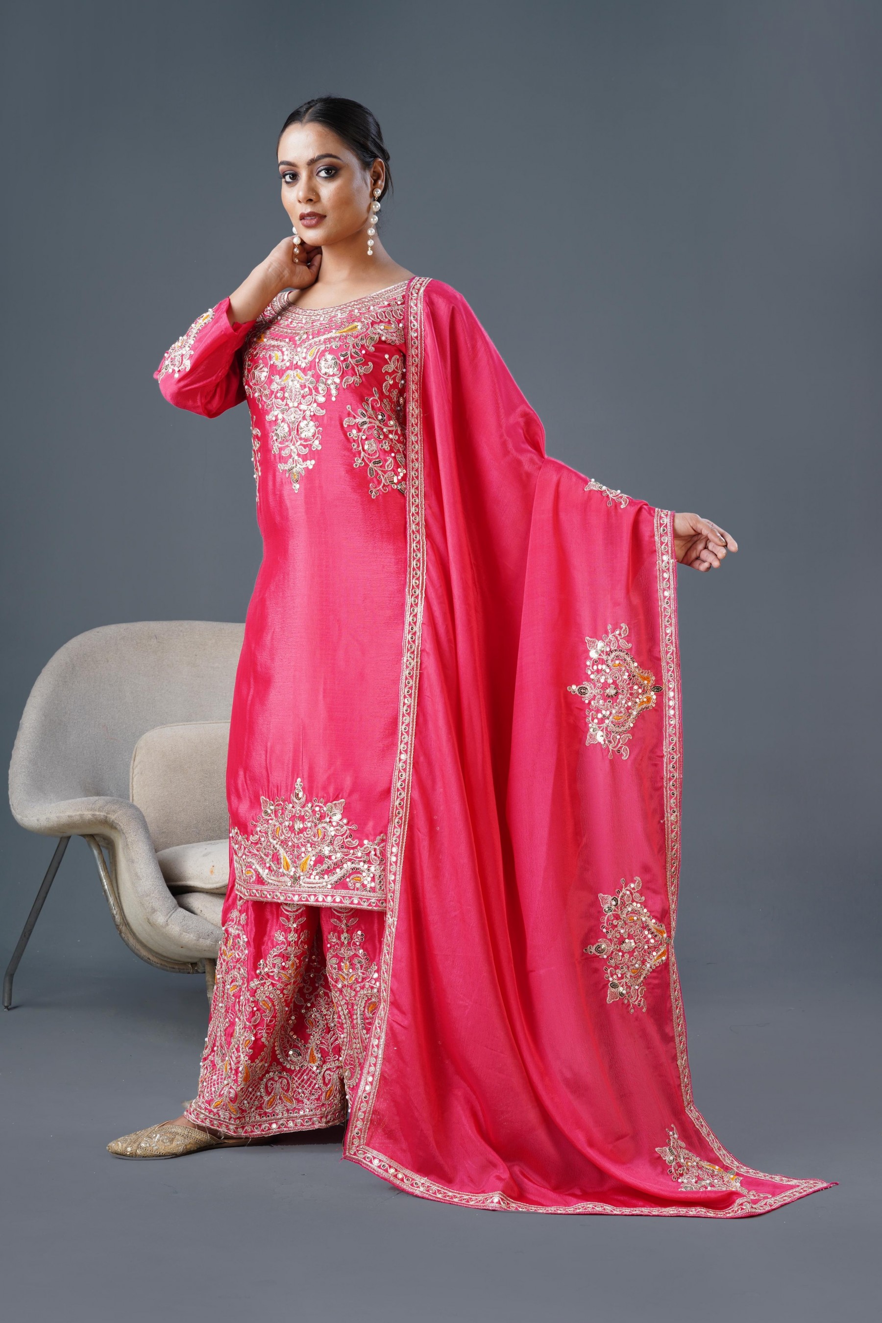 SRK-5215 PARTY WEAR FULL STICHED READY MADE SHARARA SALWAR SUIT