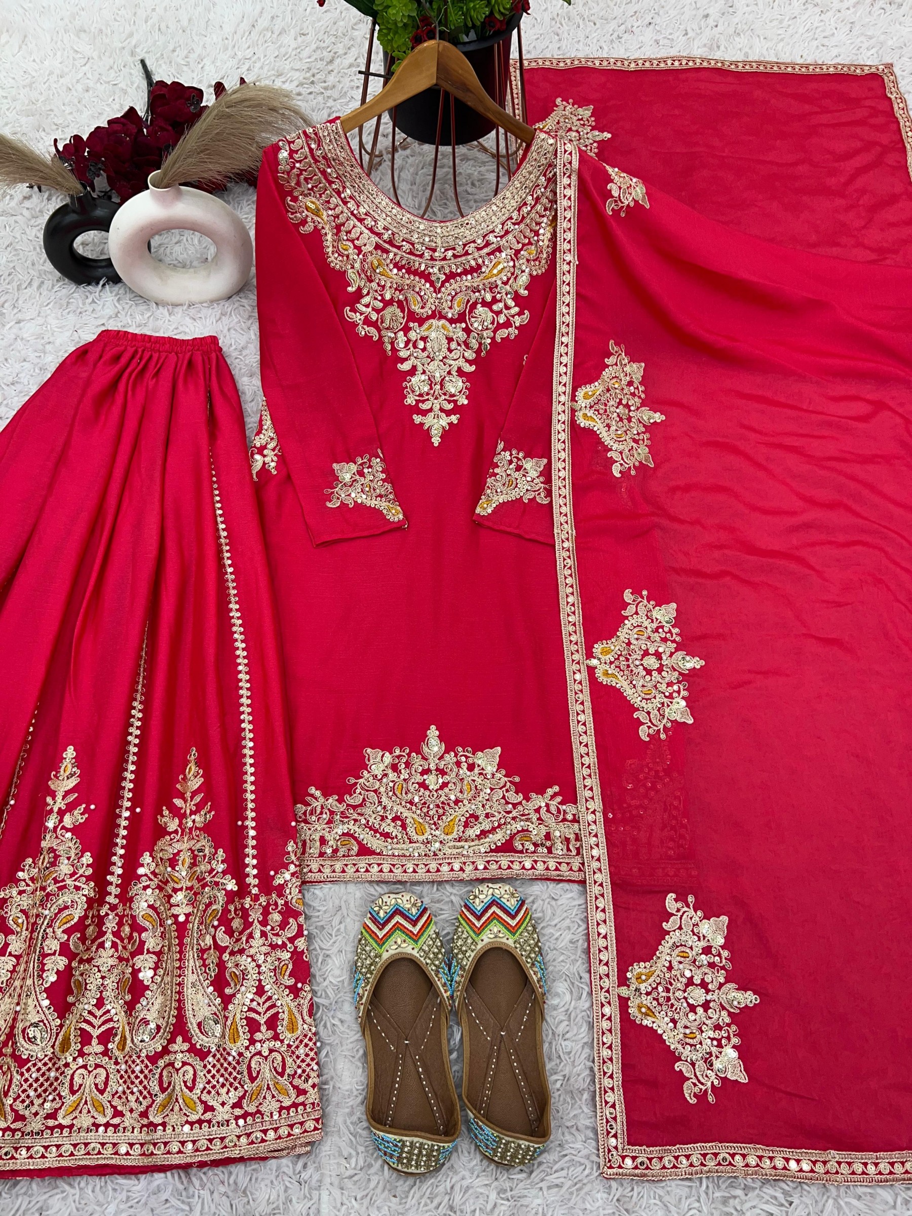 SRK-5215 PARTY WEAR FULL STICHED READY MADE SHARARA SALWAR SUIT