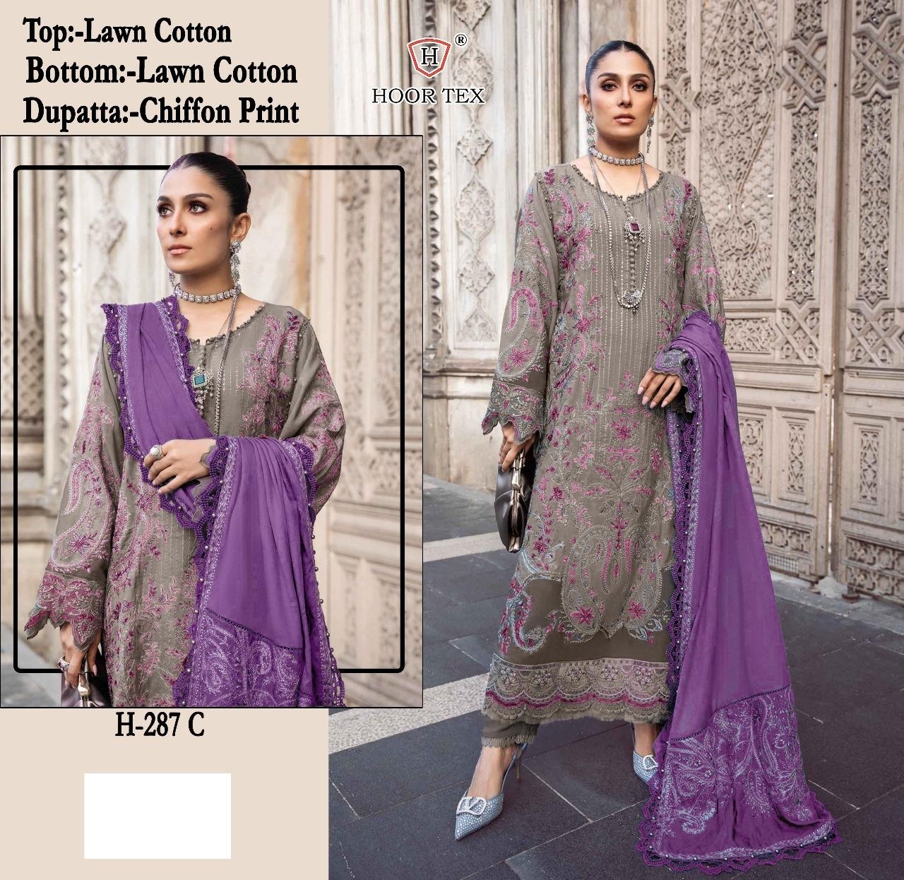 HOOR TEX  H-287 PAKISTANI HEAVY RAYON EMBROIDERY SALWAR SUIT