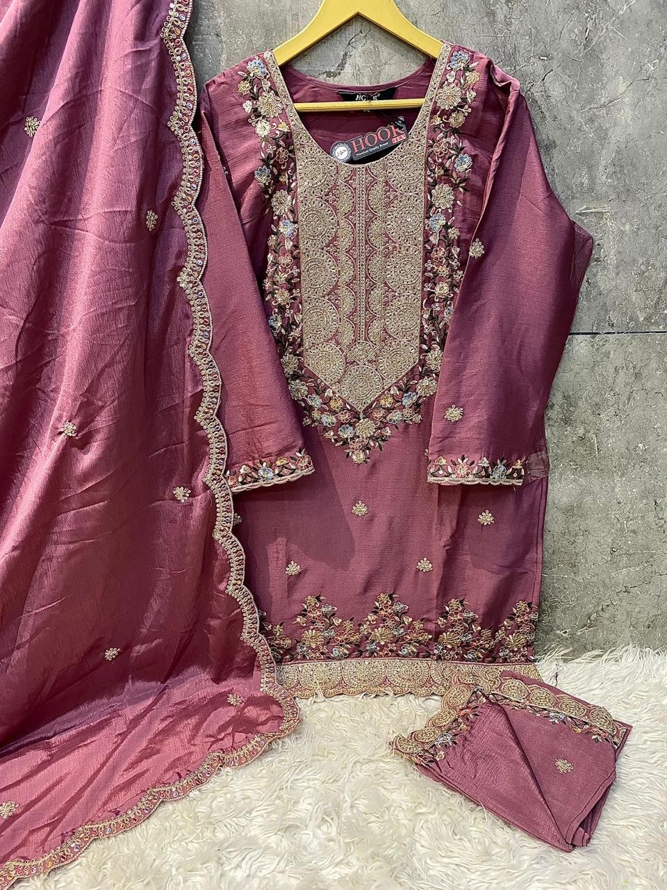 HOOR TEX  HF-109,A To D READY MADE PAKISTANI CHINON SILK SHARARA SUIT