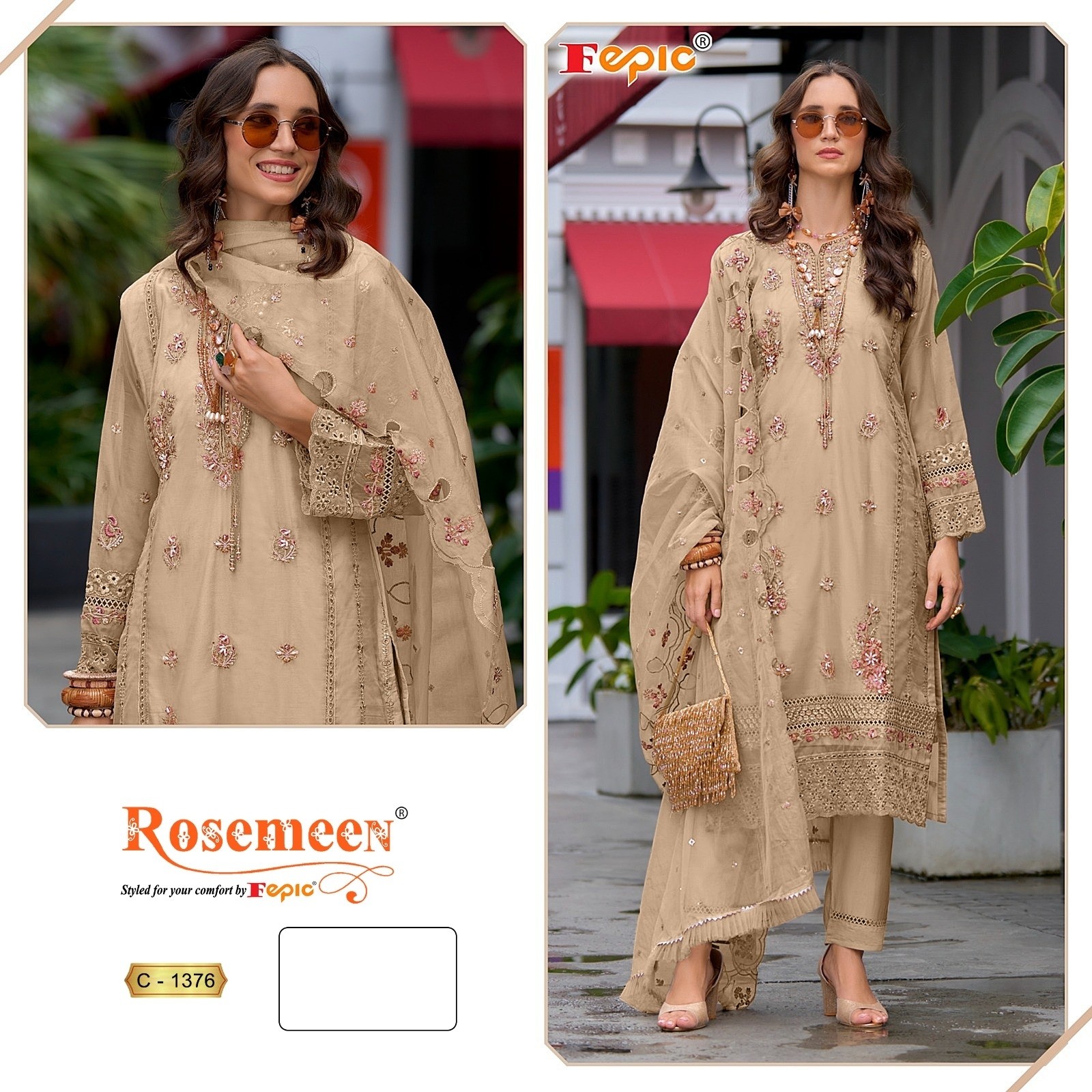 FEPIC ROSEMEEN 1376 PAKISTANI EID FESTIVAL HEAVY EMBROIDERY SALWAR SUIT