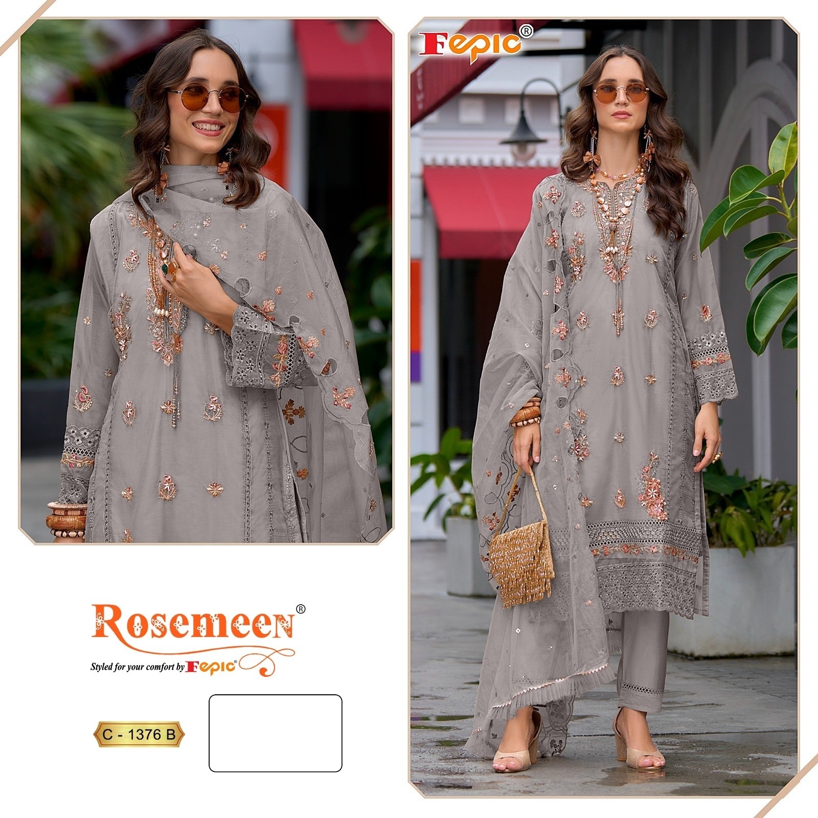 FEPIC ROSEMEEN 1376 PAKISTANI EID FESTIVAL HEAVY EMBROIDERY SALWAR SUIT