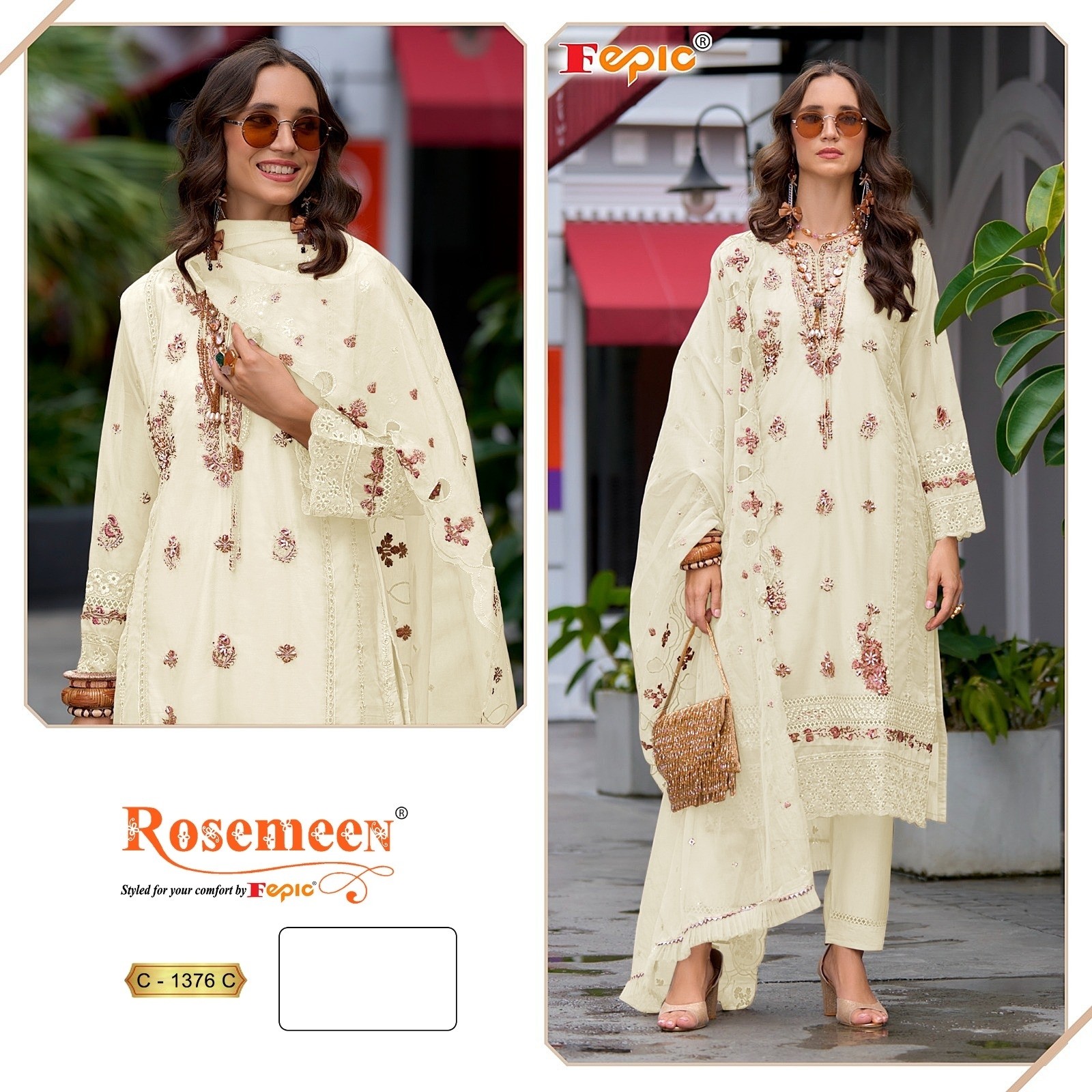 FEPIC ROSEMEEN 1376 PAKISTANI EID FESTIVAL HEAVY EMBROIDERY SALWAR SUIT