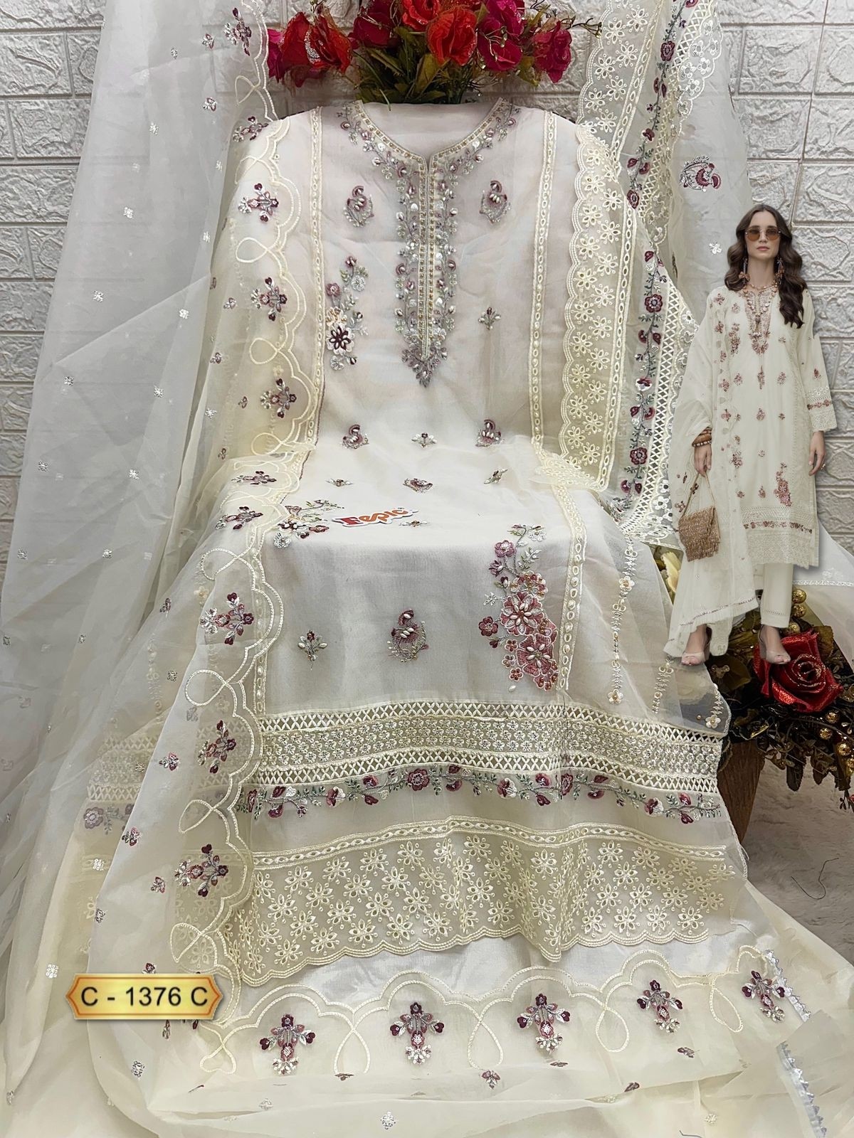 FEPIC ROSEMEEN 1376 PAKISTANI EID FESTIVAL HEAVY EMBROIDERY SALWAR SUIT