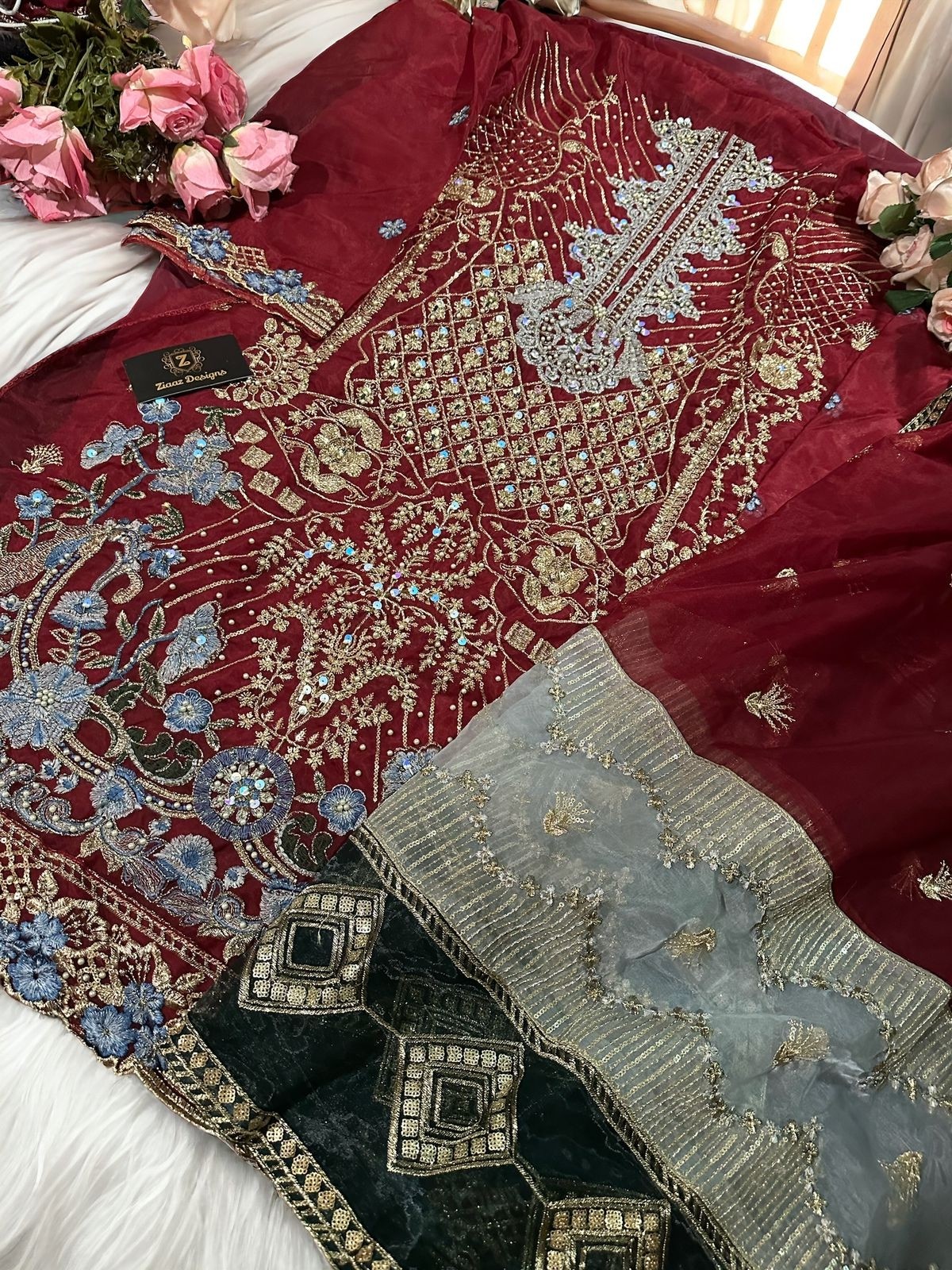 ZIAAZ DESIGN  511 512 508 PAKISTANI ORAGENZA VERY BEAUTIFUL EMBROIDERY WORK