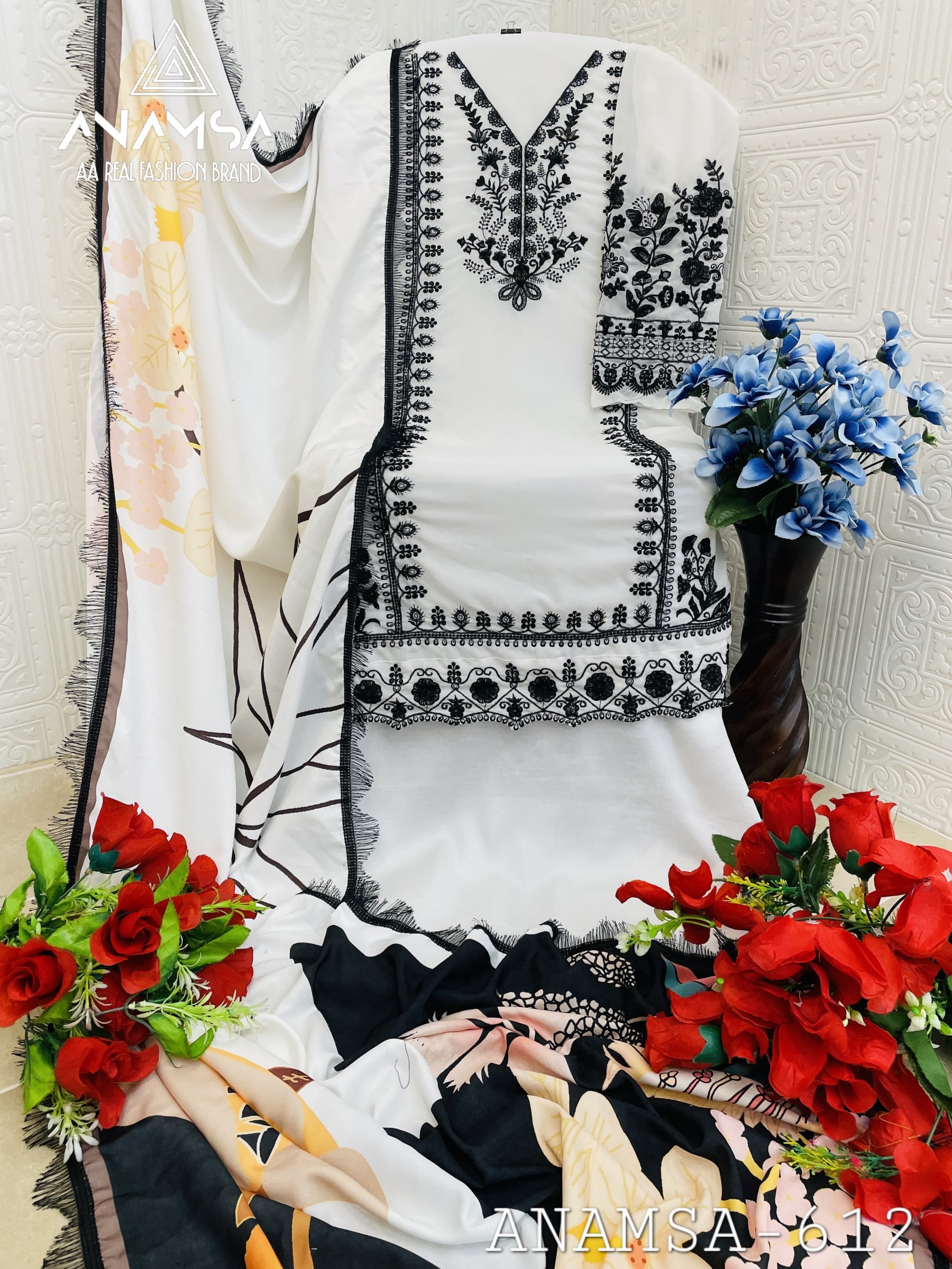 ANAMSA 612 PAKISTANI FOX GEORGTTE WITH EMBROIDERY WORK