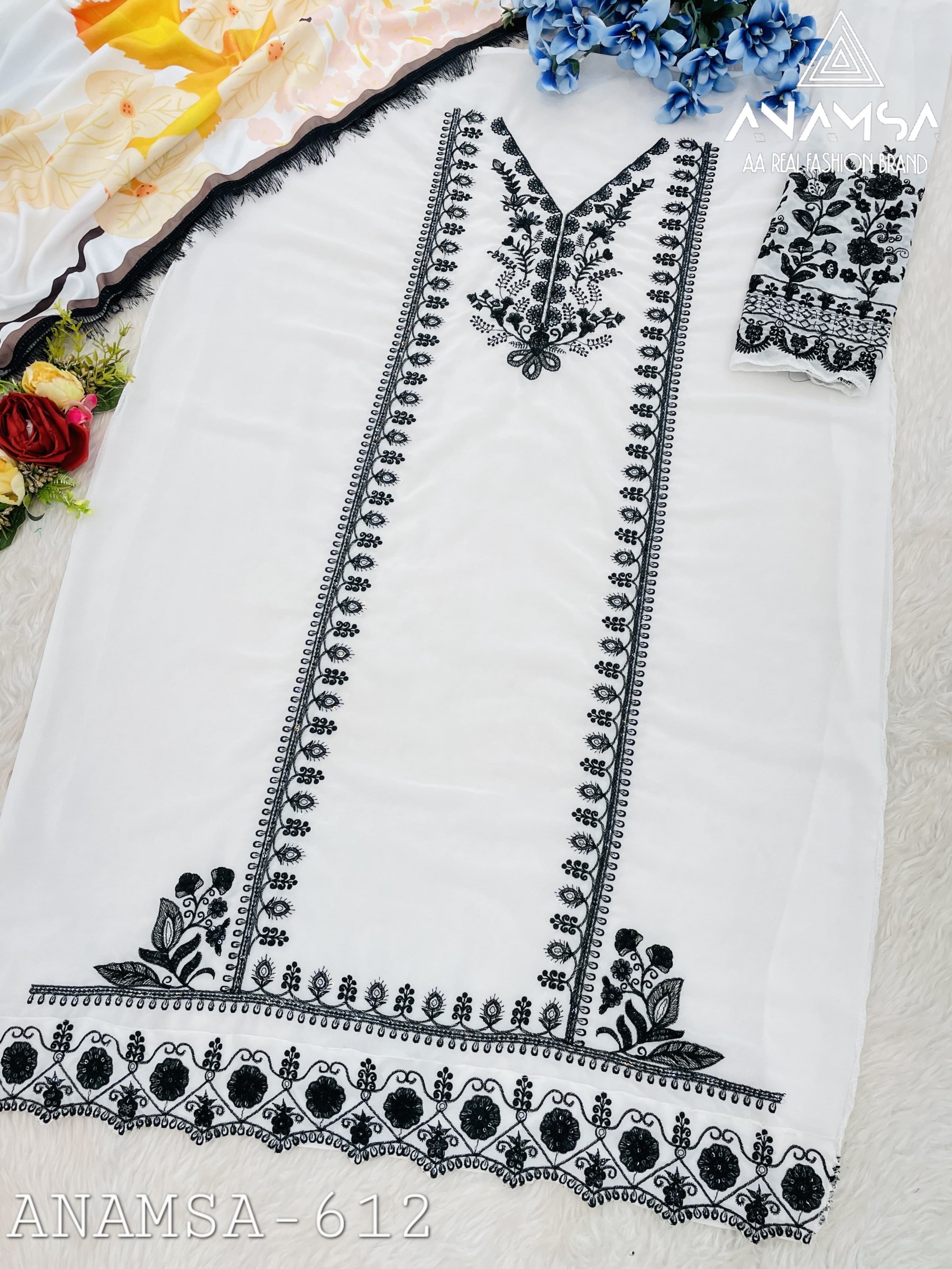 ANAMSA 612 PAKISTANI FOX GEORGTTE WITH EMBROIDERY WORK