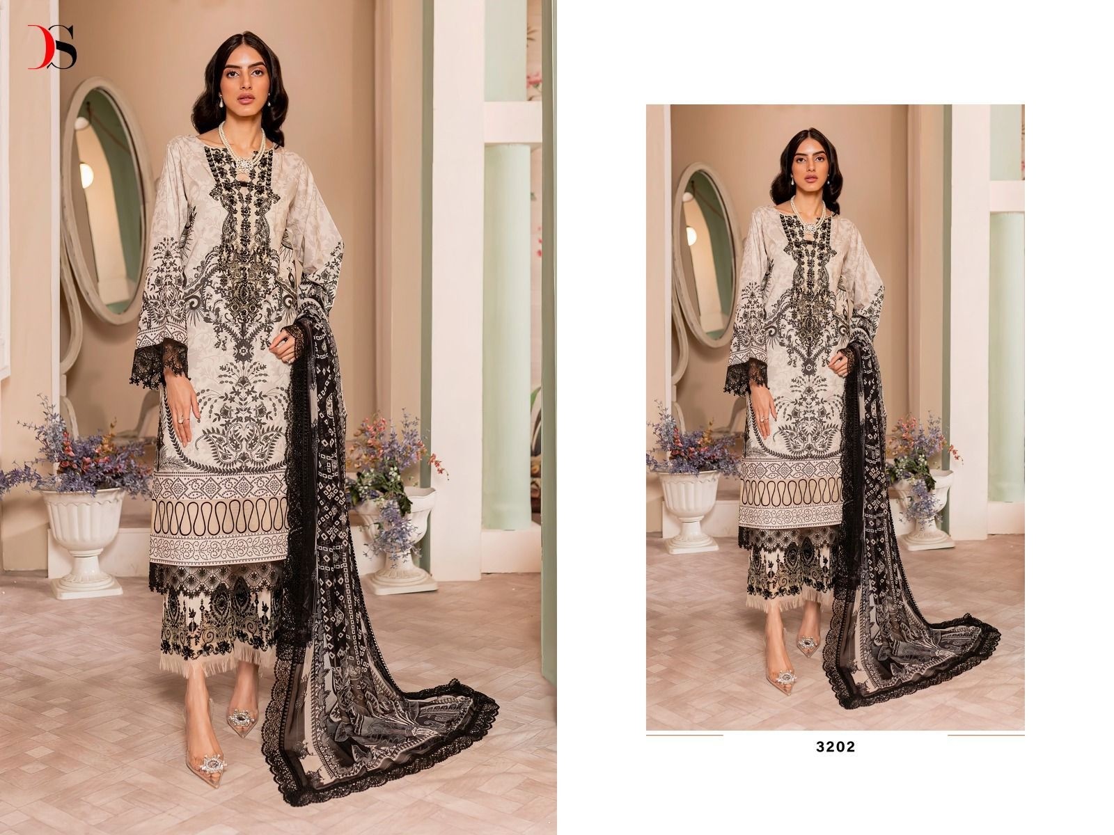  DEEPSY SUITS 3202 PAKISTANI LAWN COTTON SUIT WITH EMBROIDERY WORK