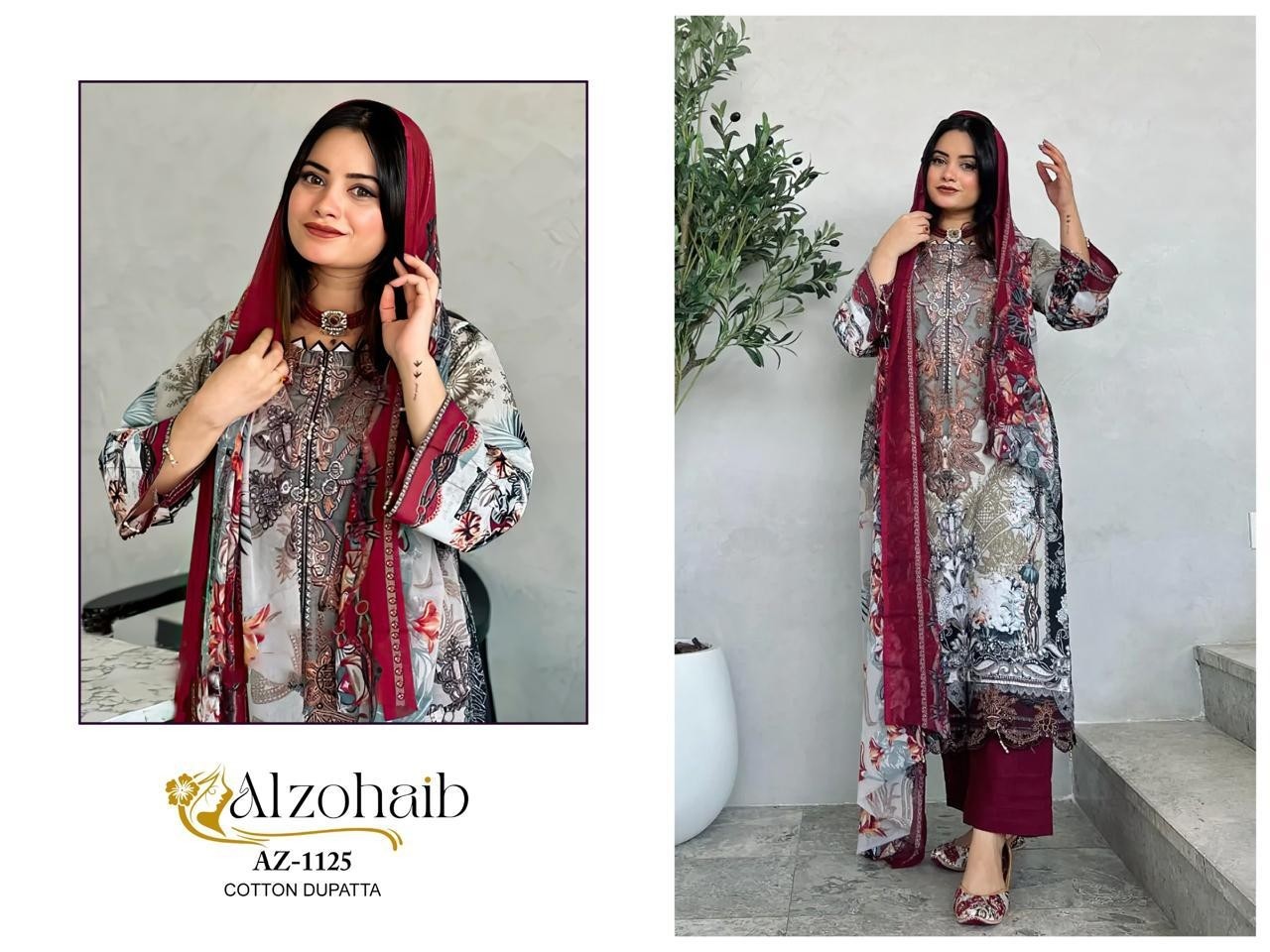 ALZOHAIB AZ1125 PAKISTANI LAWN COTTON SUIT WITH PRINT