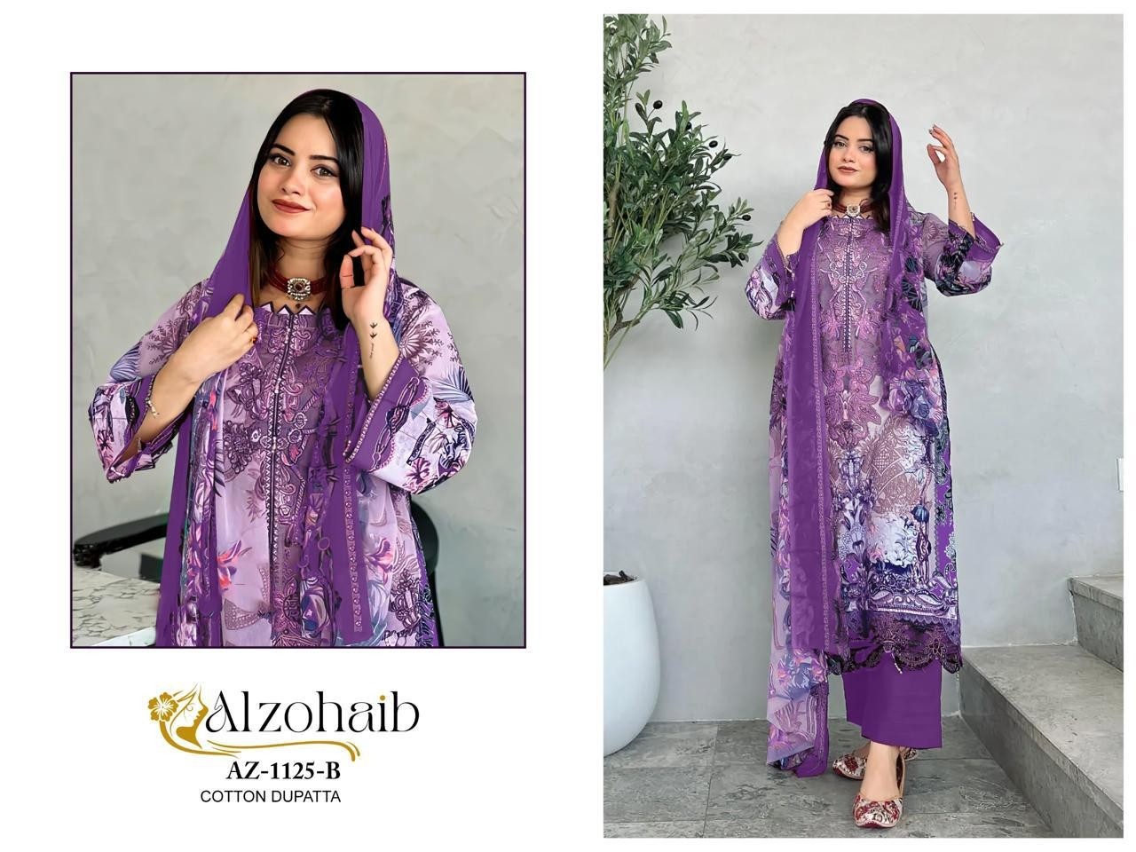 ALZOHAIB AZ1125 PAKISTANI LAWN COTTON SUIT WITH PRINT
