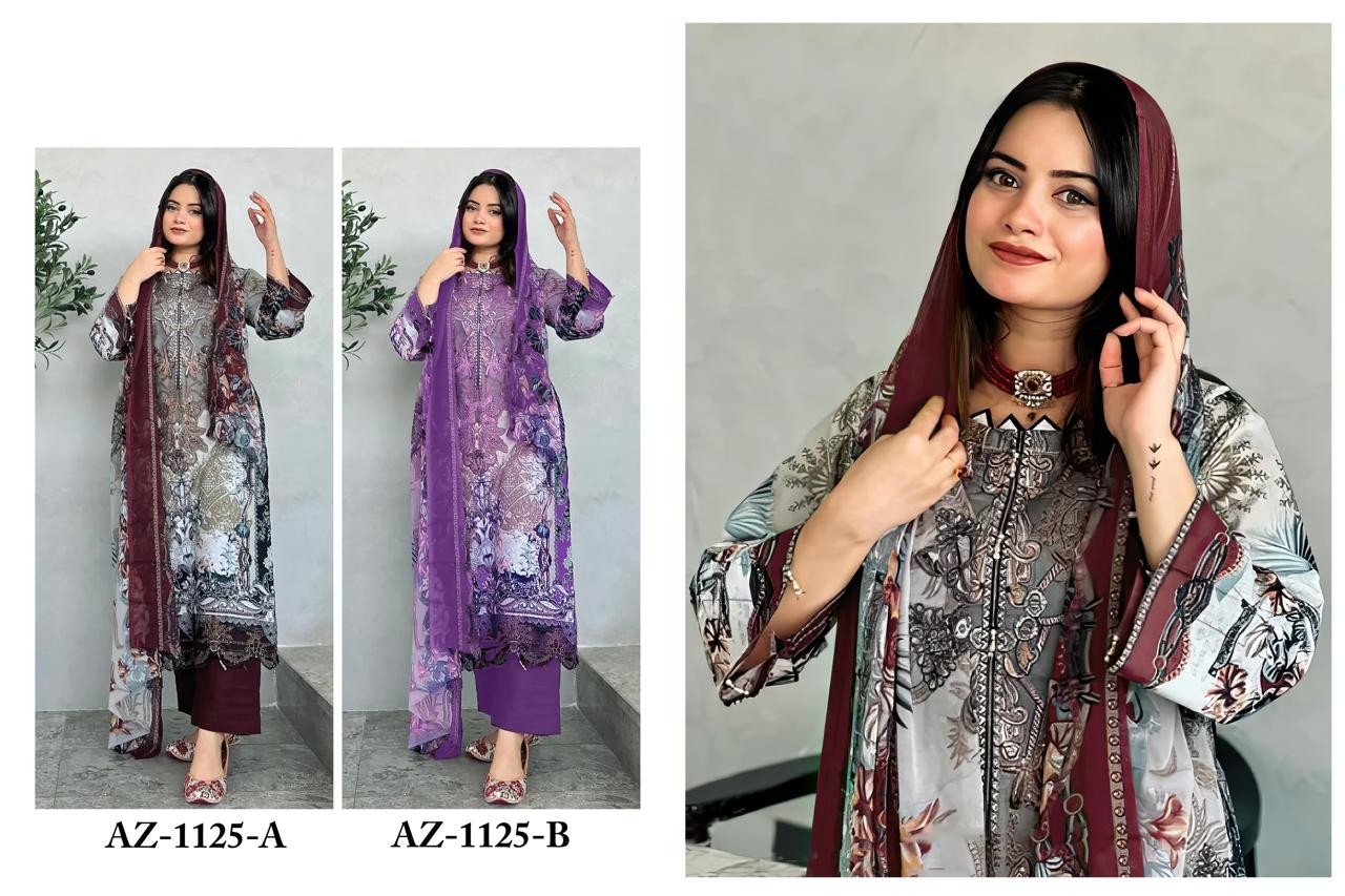 ALZOHAIB AZ1125 PAKISTANI LAWN COTTON SUIT WITH PRINT