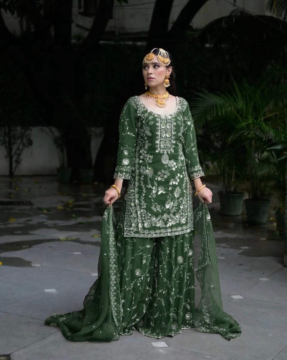 VLM 226 PARTY WEAR TOP AND PLAZZO WITH FANCY DUPPATA AND EMBROIDERY WORK