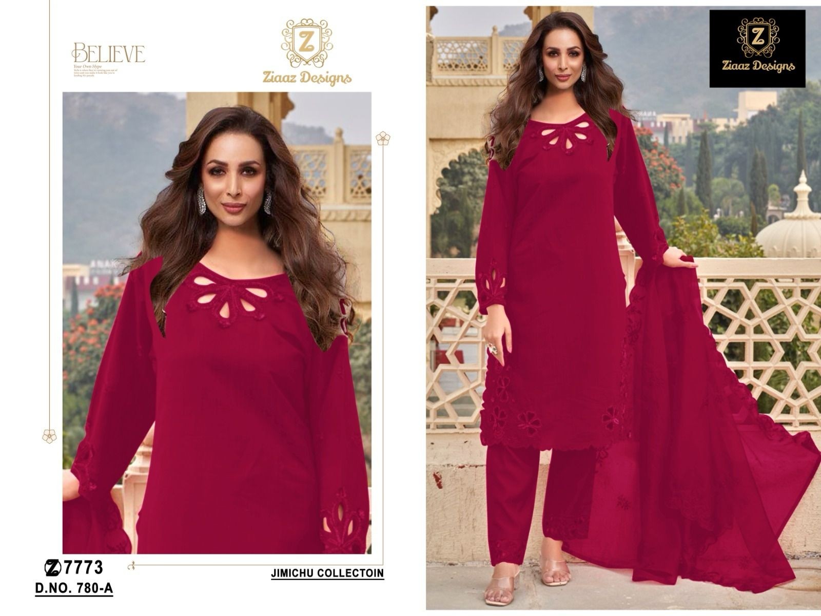 ZIAAZ DESIGNS 780 PAKISTANI JIMMY CHOO FABRIC WITH EMBROIDERY WORK