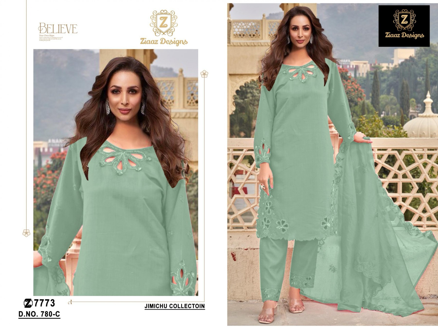 ZIAAZ DESIGNS 780 PAKISTANI JIMMY CHOO FABRIC WITH EMBROIDERY WORK