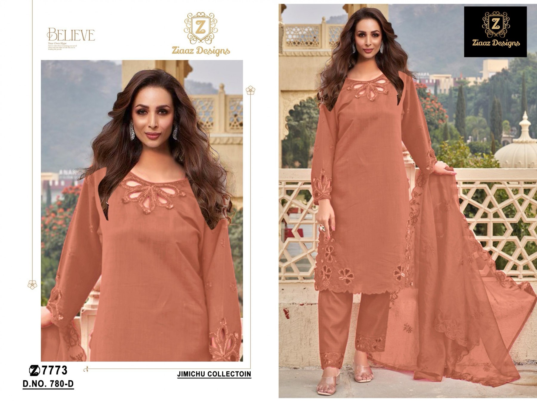 ZIAAZ DESIGNS 780 PAKISTANI JIMMY CHOO FABRIC WITH EMBROIDERY WORK
