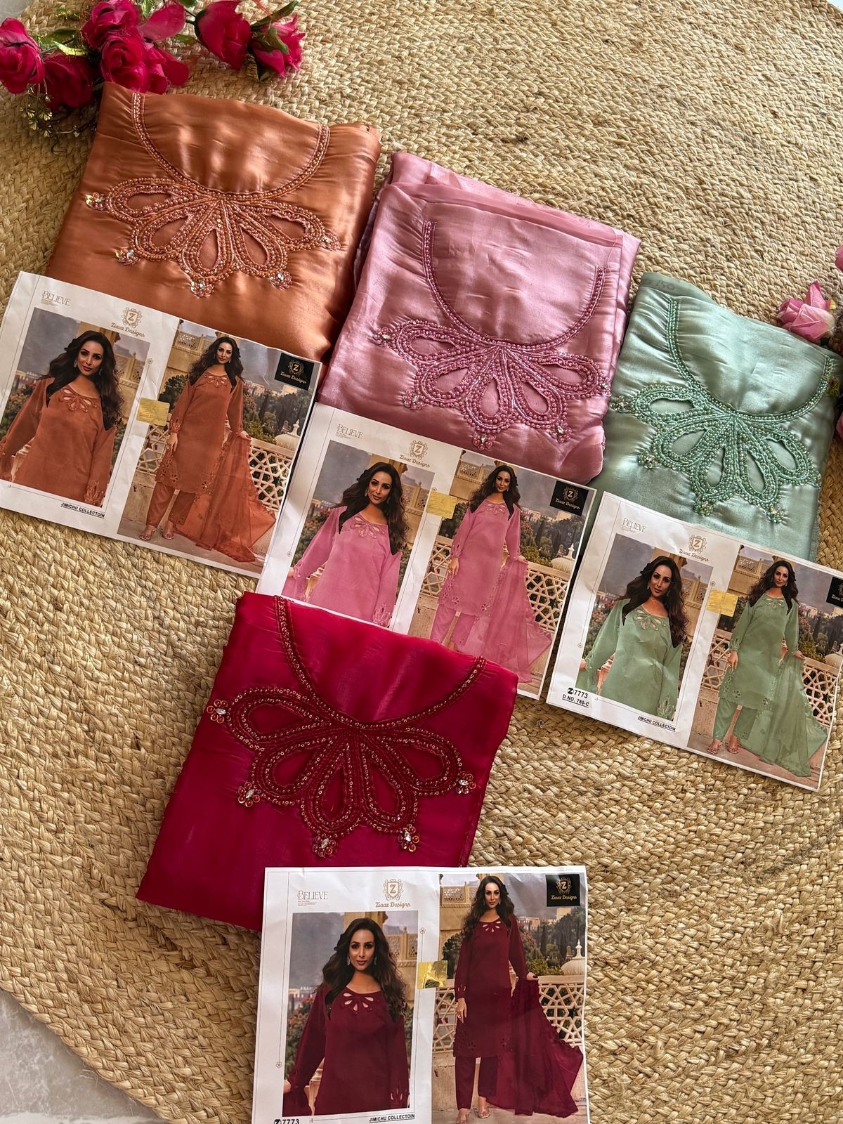 ZIAAZ DESIGNS 780 PAKISTANI JIMMY CHOO FABRIC WITH EMBROIDERY WORK