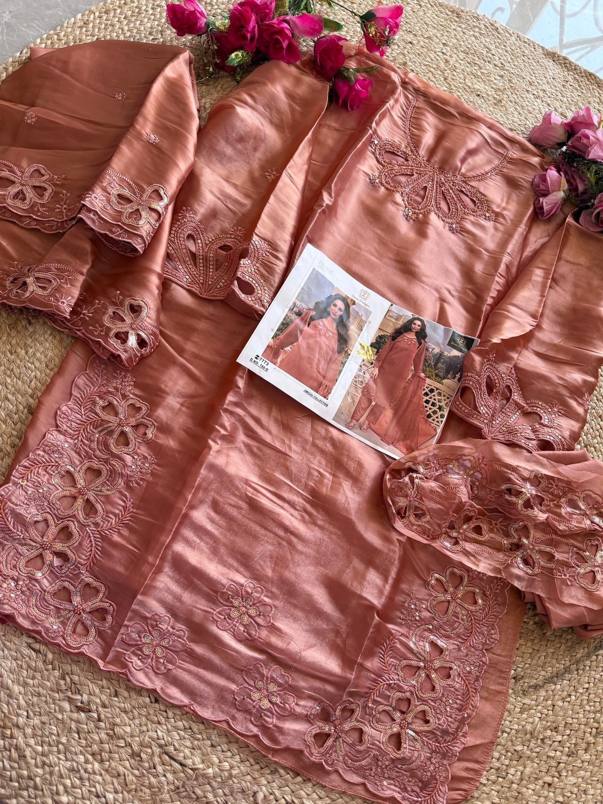 ZIAAZ DESIGNS 780 PAKISTANI JIMMY CHOO FABRIC WITH EMBROIDERY WORK