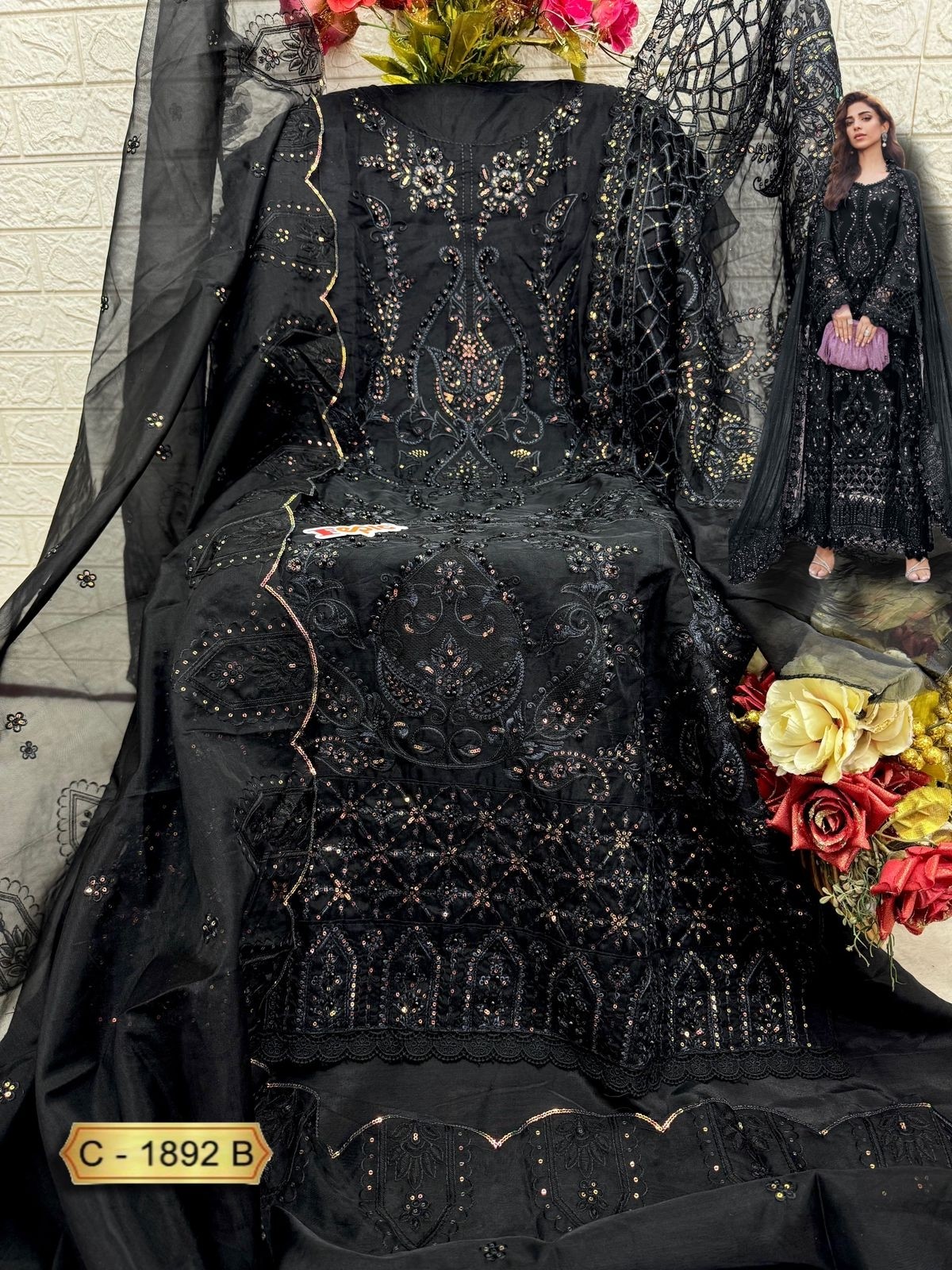 FEPIC ROSEMEEN 1891 PAKISTANI SUIT WITH ORGANZA EMBROIDERED WORK