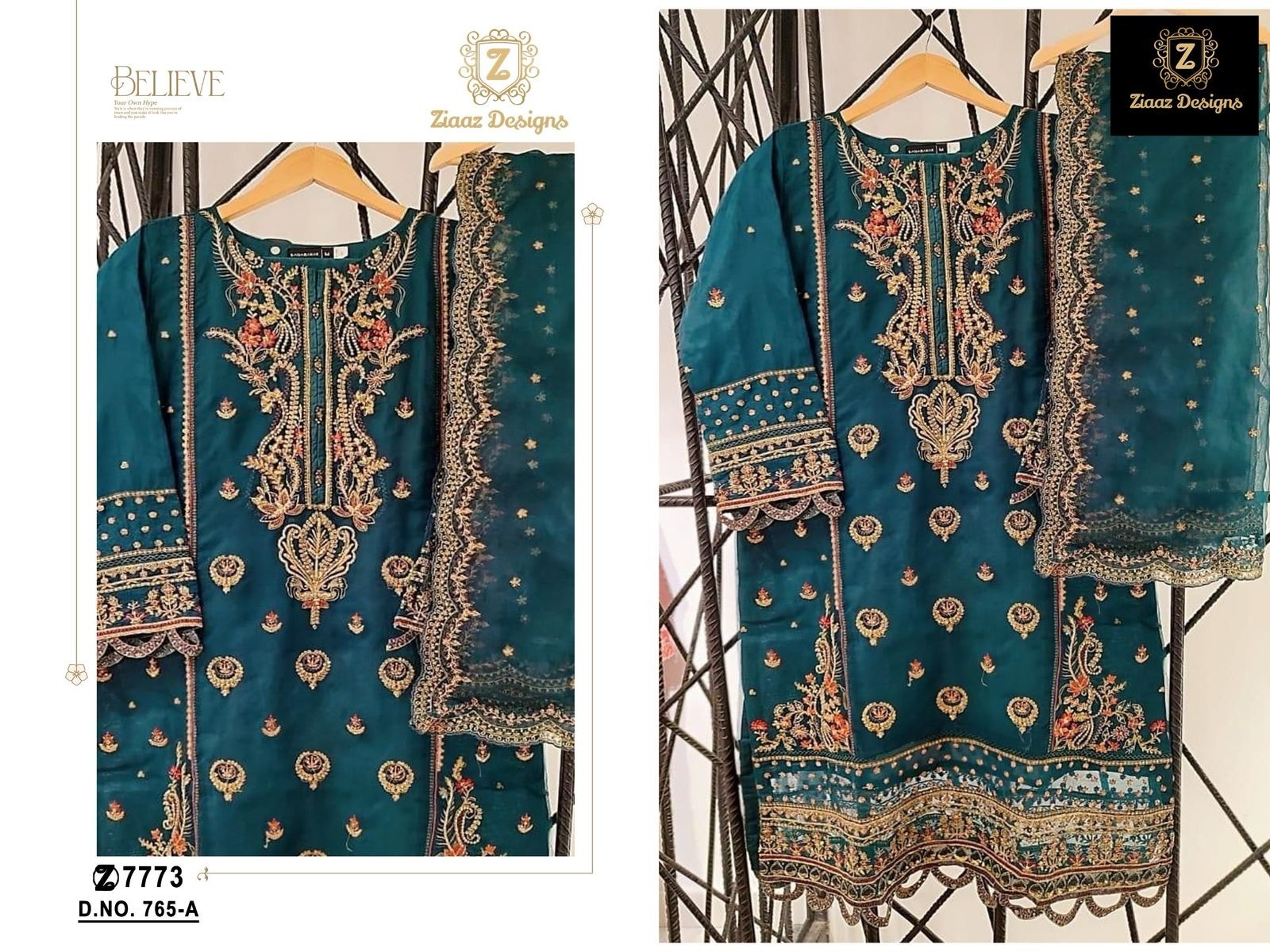 ZIAAZ DESIGNS 765 A -B PAKISTANI EID FESTIVL SALWAR SUIT