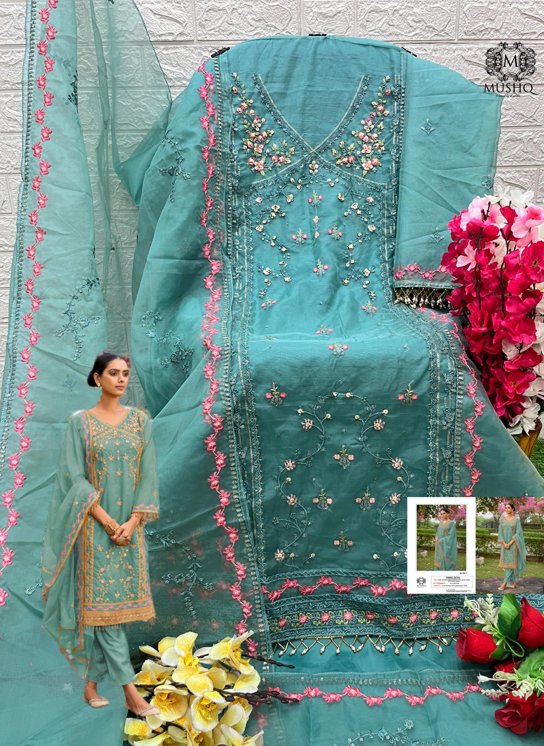  MUSHQ M 305 PAKISTNI EMBROIDERY WORK SUIT