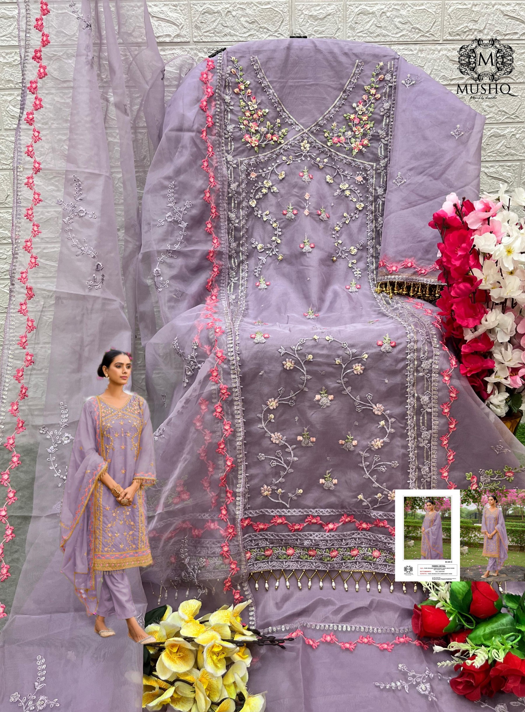 MUSHQ M 305 PAKISTNI EMBROIDERY WORK SUIT