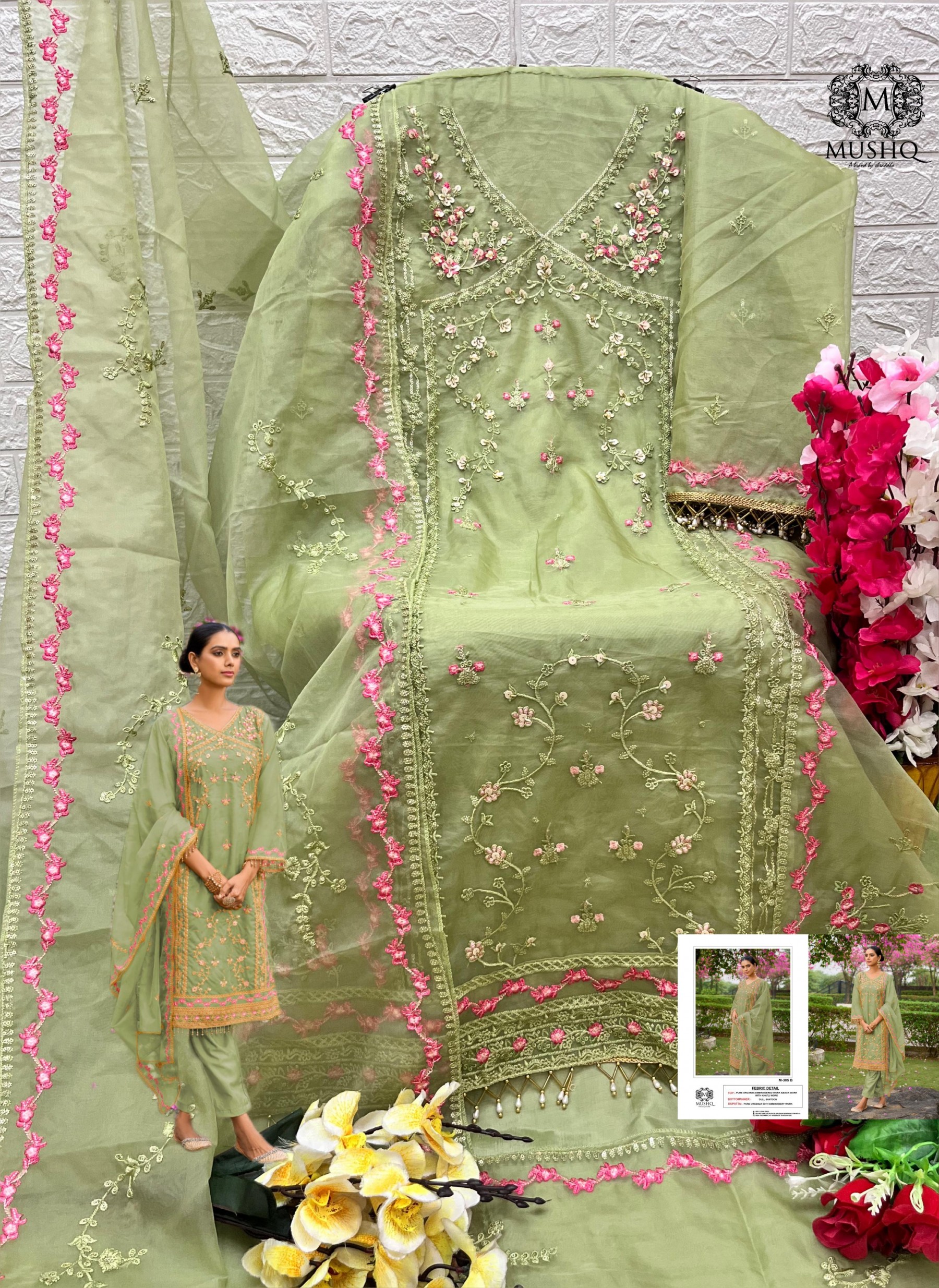  MUSHQ M 305 PAKISTNI EMBROIDERY WORK SUIT