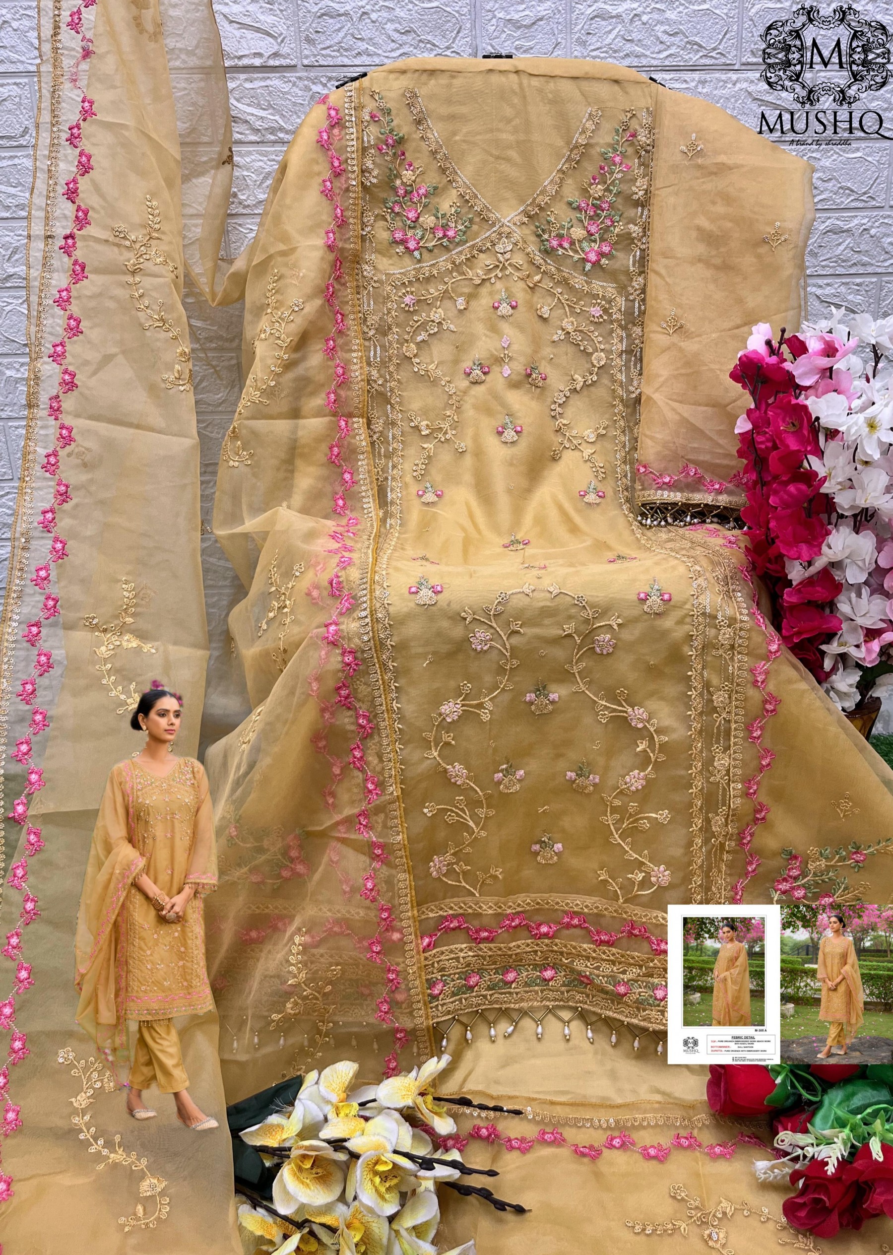  MUSHQ M 305 PAKISTNI EMBROIDERY WORK SUIT