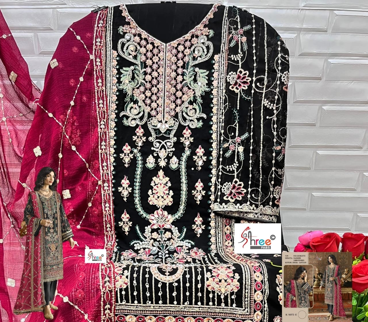 SHREE FAB K 5072 PAKISTANI GEORGTTE SALWAR SUIT WITH EMBROIDERY WORK