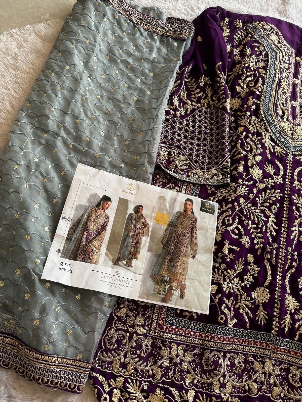 ZIAAZ DESIGNS 763 PAKISTANI EMBROIDERY SUIT WORK