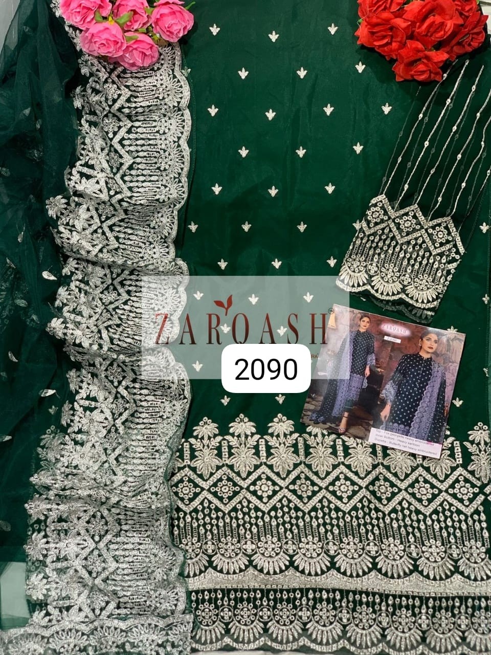 ZARQASH 2086 FOX GEORGETTE HEAVY EMBROIDERED UNSTITCH SUIT