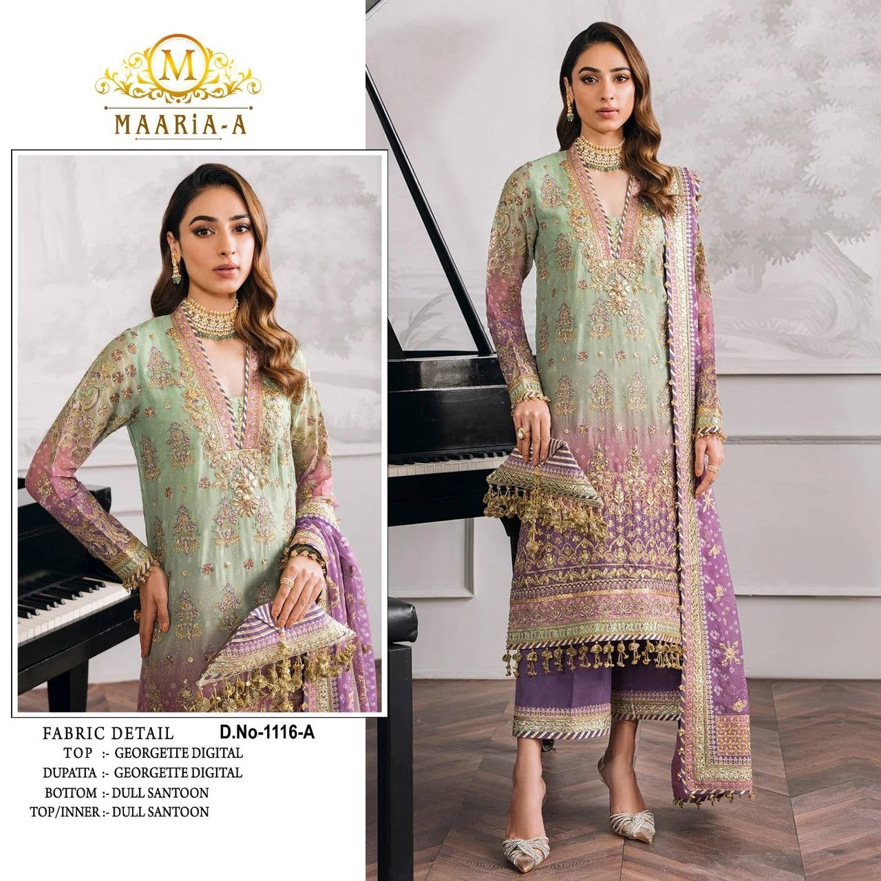 MAARiA~A 1116 PAKISTANI GEORGTTE SALWAR SUIT WITH EMBROIDERY WORK