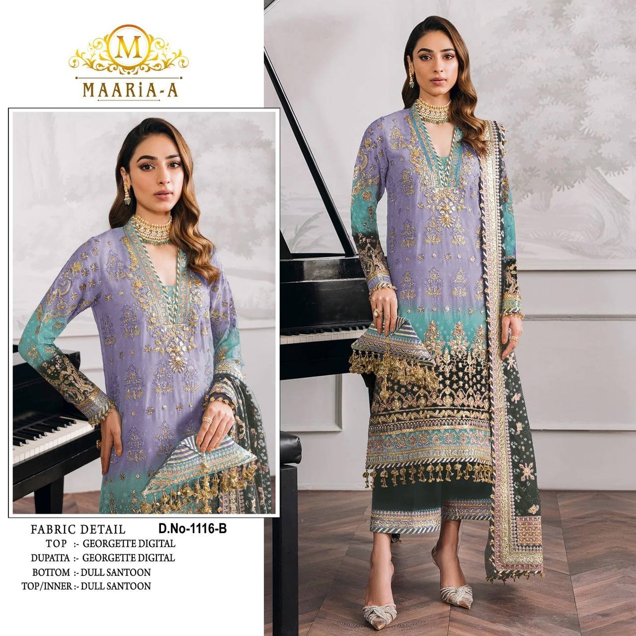 MAARiA~A 1116 PAKISTANI GEORGTTE SALWAR SUIT WITH EMBROIDERY WORK