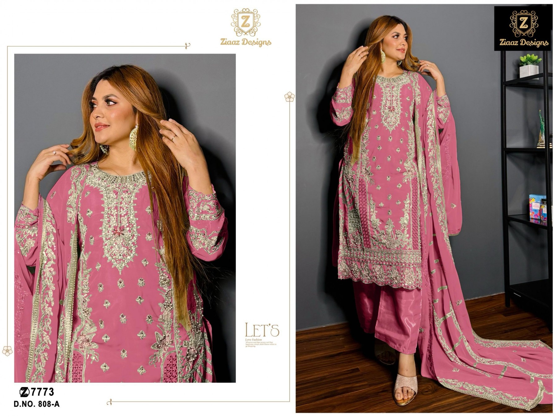 ZIAAZ DESIGNS 808 PAKISTANI ORGANZA SILK WITH HAND WORK SUIT