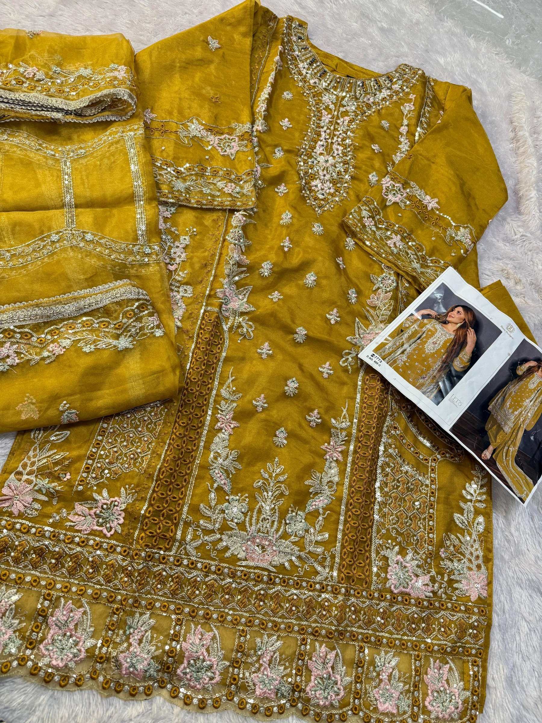 ZIAAZ DESIGNS 808 PAKISTANI ORGANZA SILK WITH HAND WORK SUIT