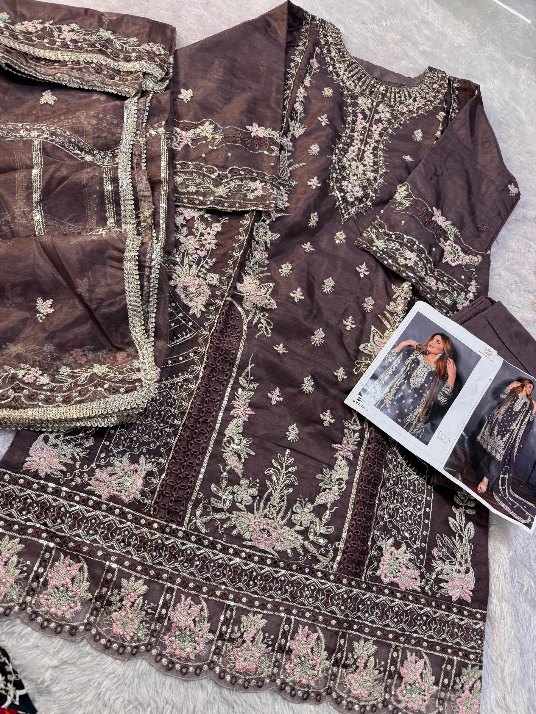 ZIAAZ DESIGNS 808 PAKISTANI ORGANZA SILK WITH HAND WORK SUIT