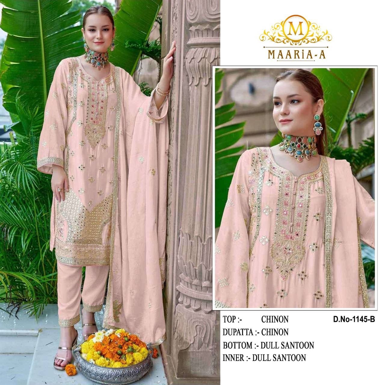 MAARiA~A 1145 PAKISTANI HEAVY CHINON SILK SALWAR SUIT