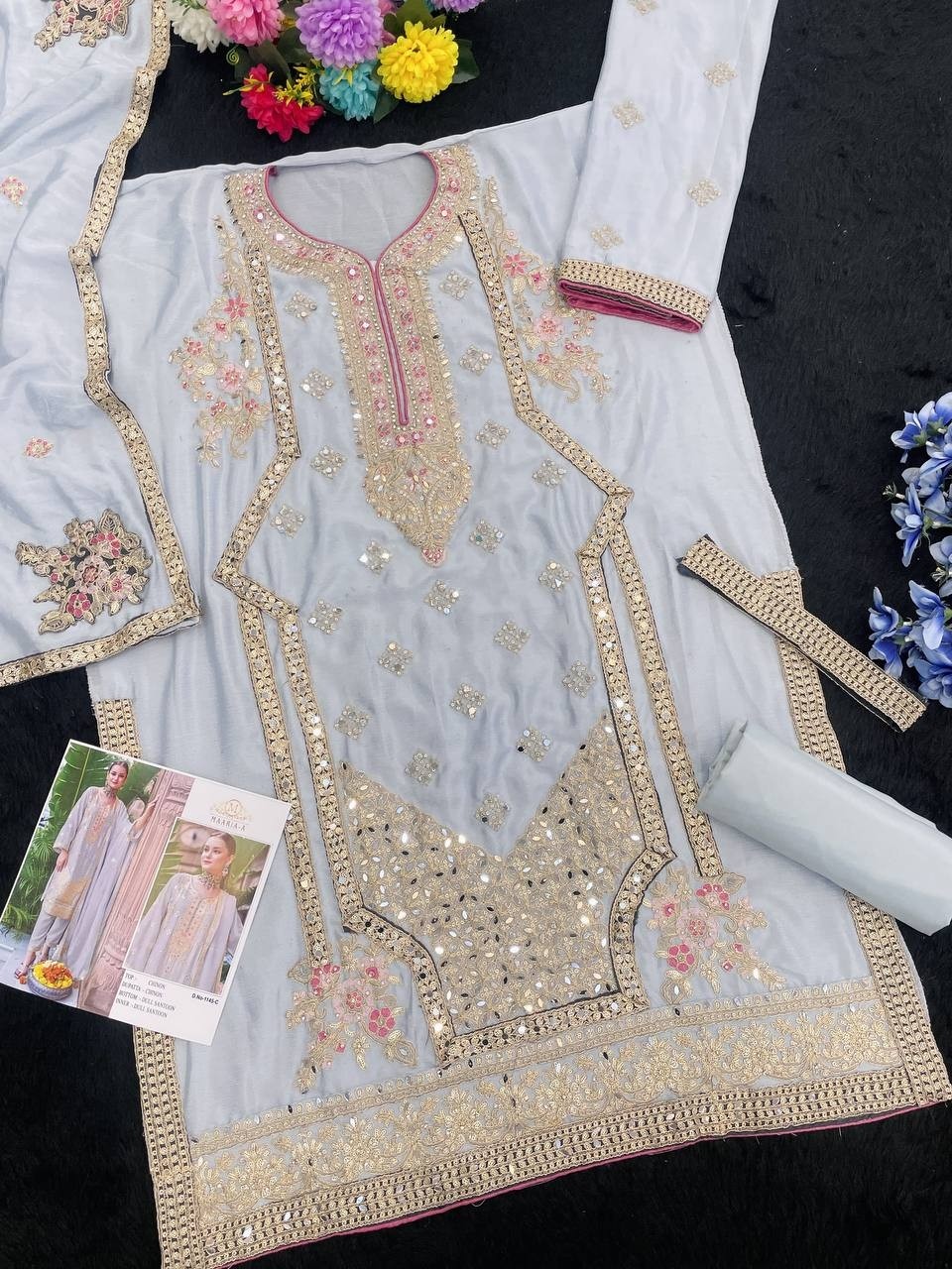 MAARiA~A 1145 PAKISTANI HEAVY CHINON SILK SALWAR SUIT