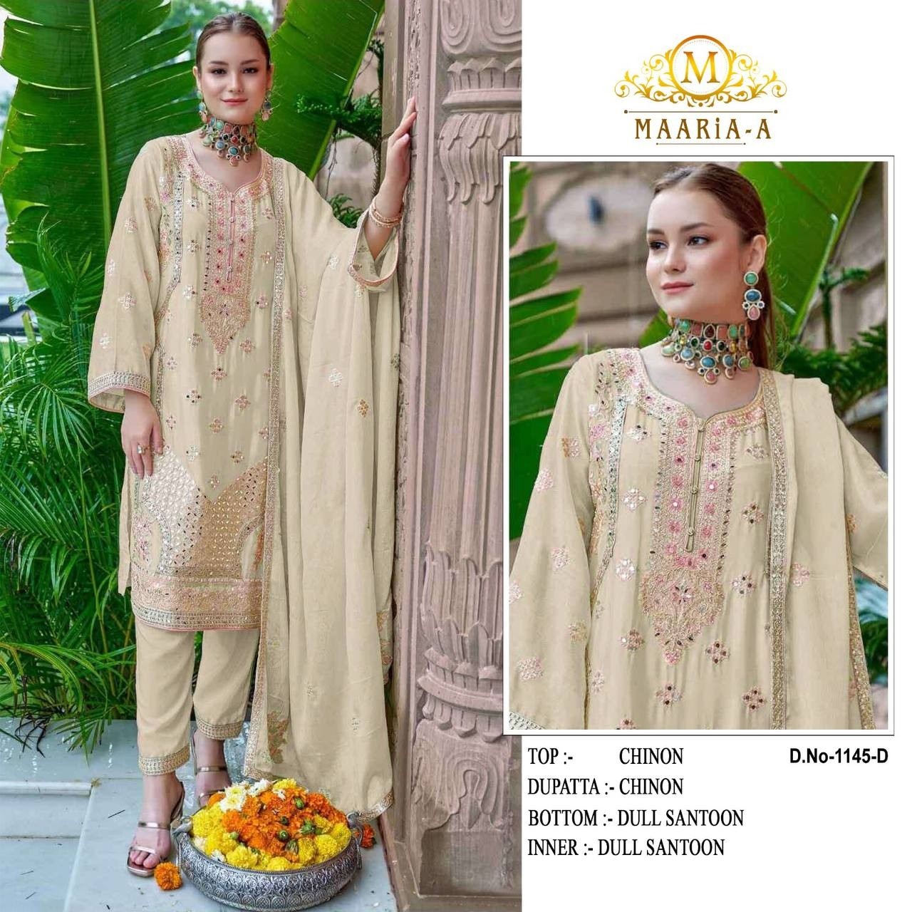 MAARiA~A 1145 PAKISTANI HEAVY CHINON SILK SALWAR SUIT